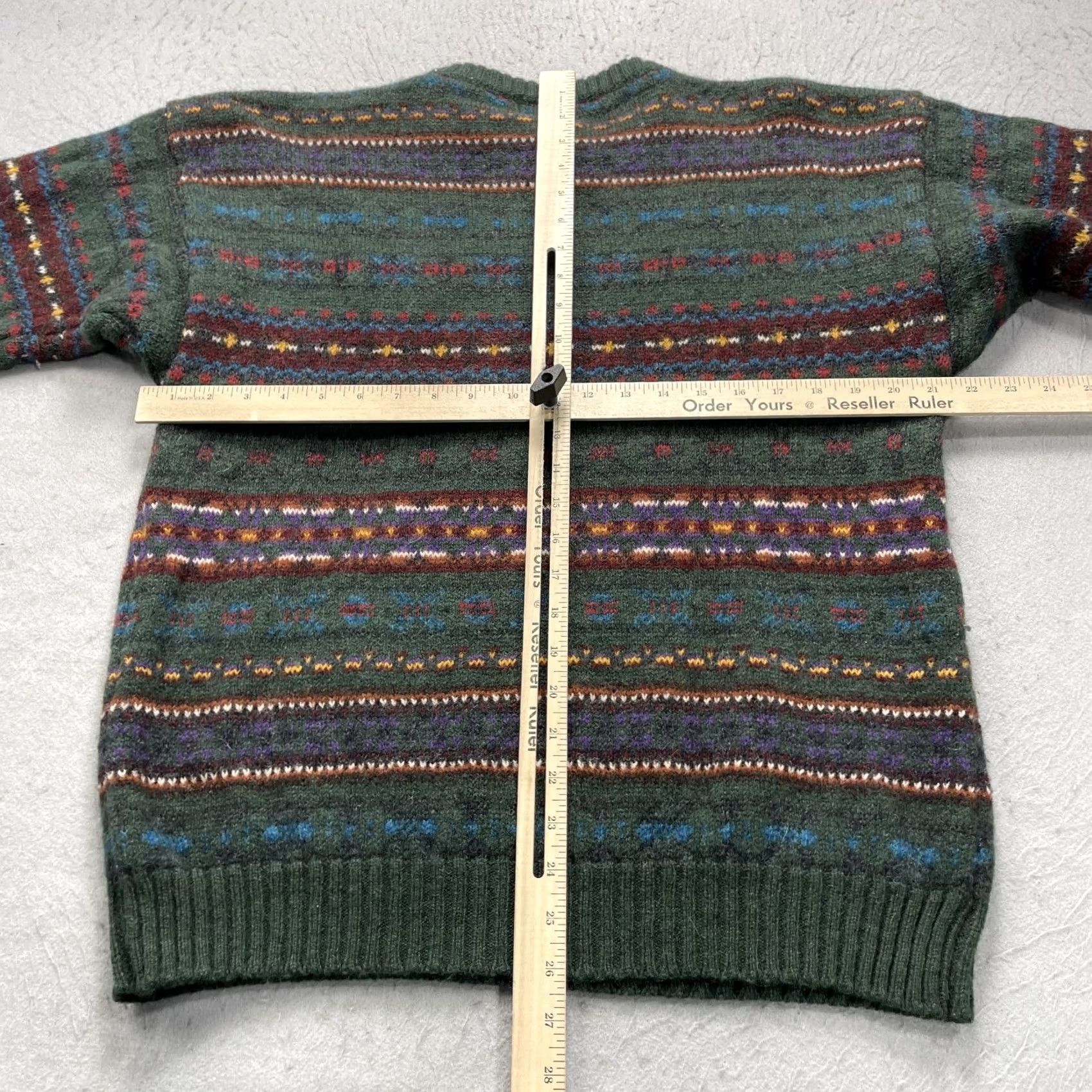 Vintage VINTAGE Woolrich Mens Large Green Striped Fair Isle Wool Sweater 80s Size US L / EU 52-54 / 3 - 6 Thumbnail