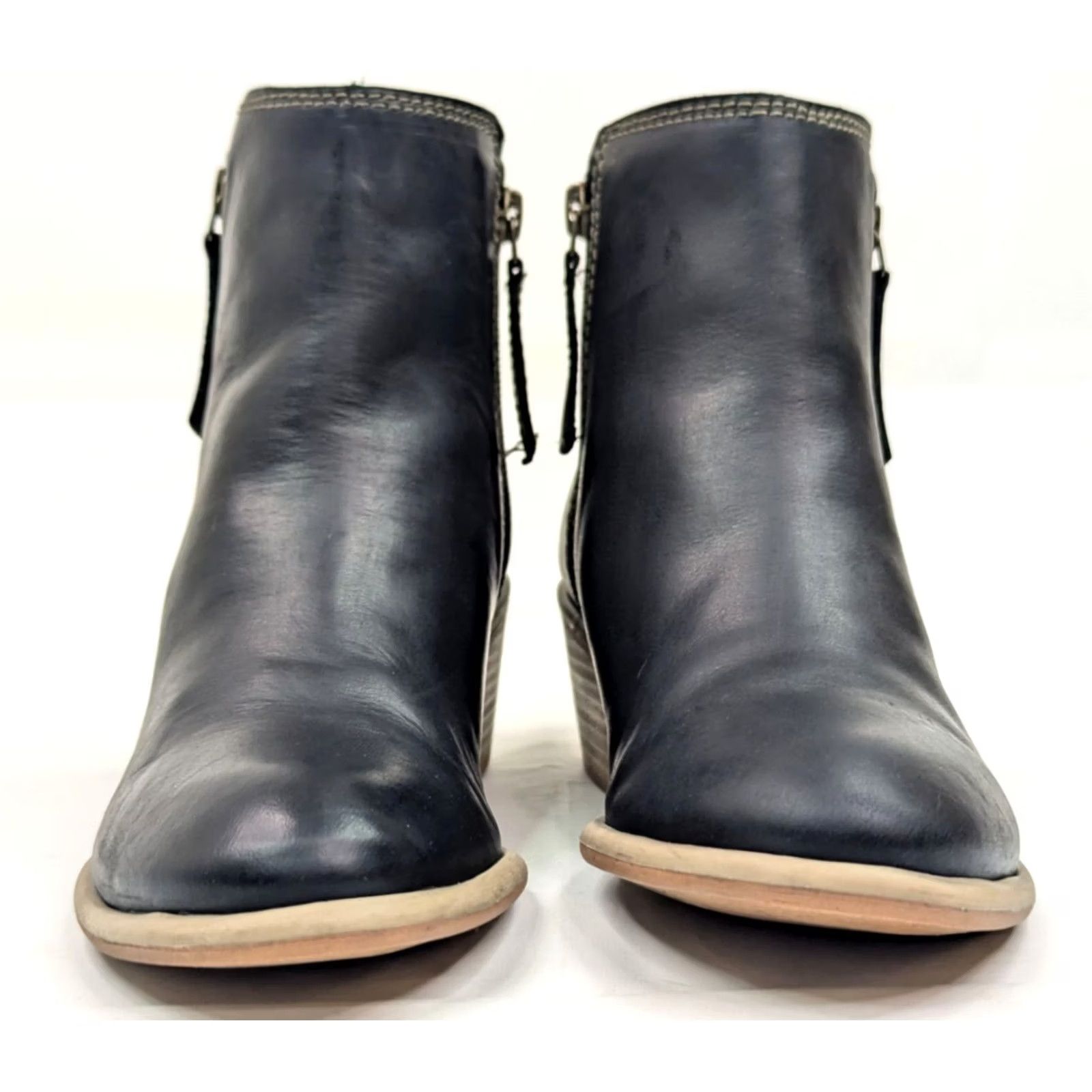 ROA ROAN by Bedstu Liz Leather Ankle Boots Women 6 Hunter Black Green Heel Booties Zip Block Heel Casual Dress Size US 6 / IT 36 - 3 Thumbnail