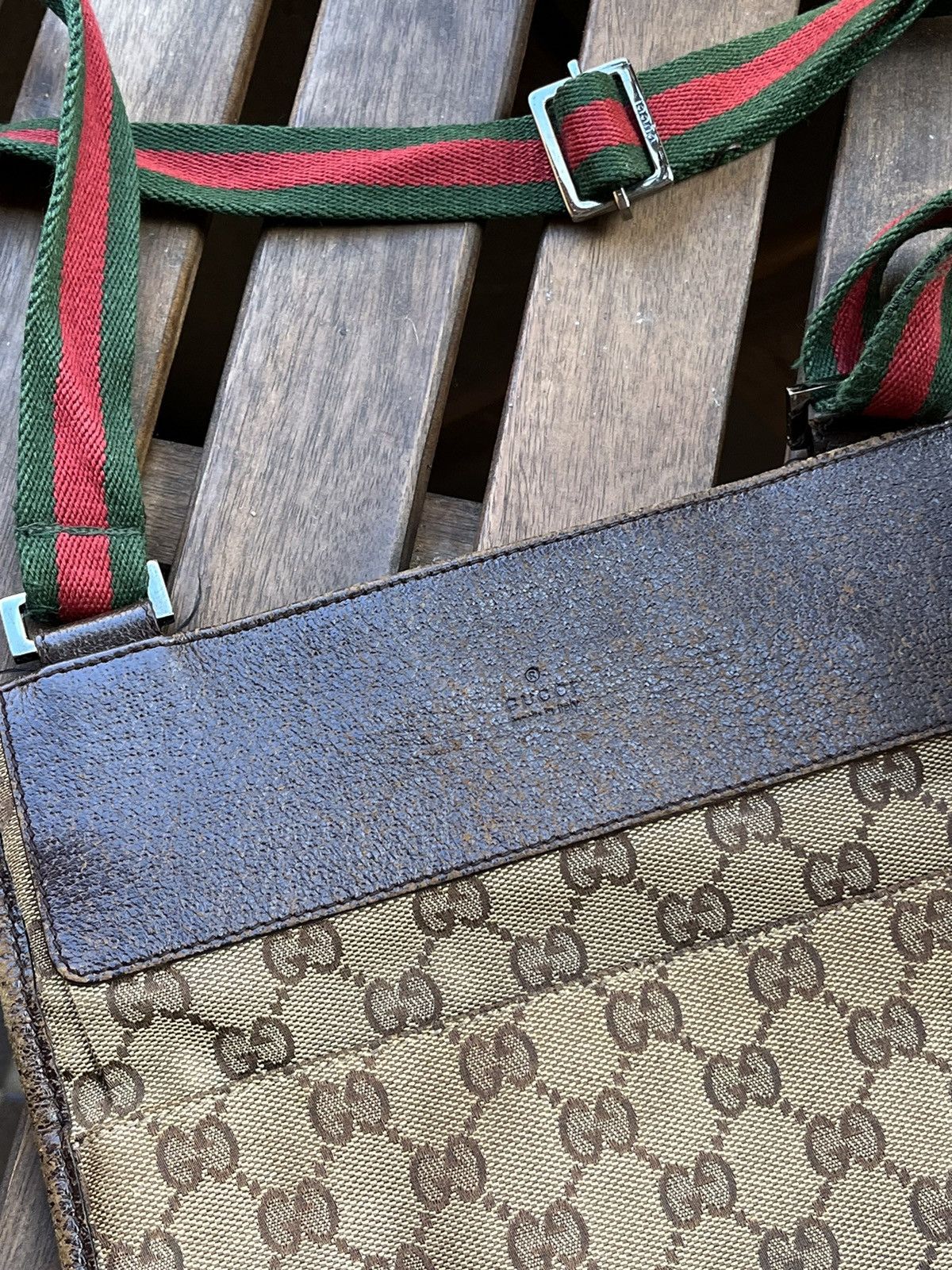 image of Gucci Monogram Crossbody Bag in Beige, Men's