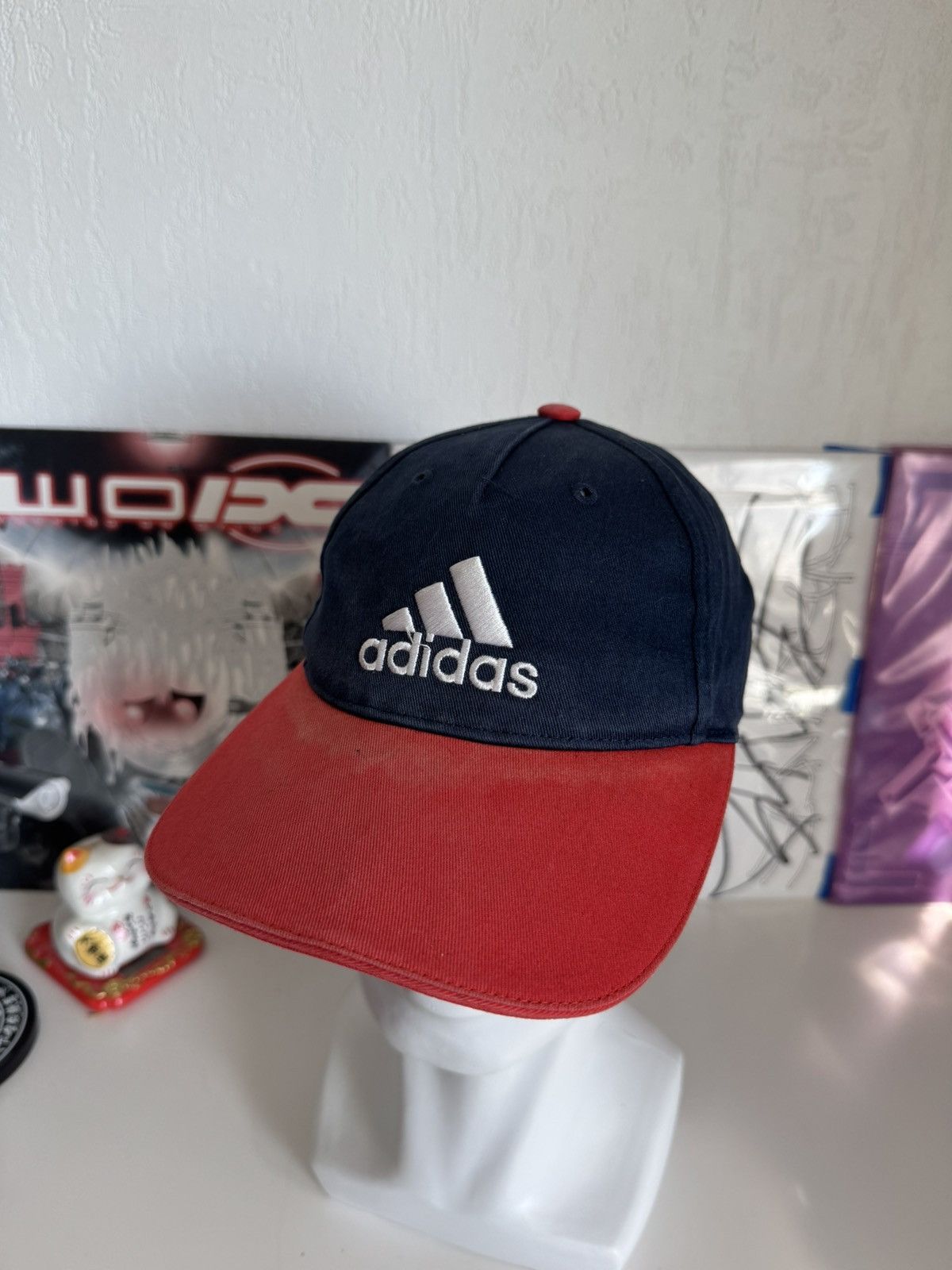 Adidas Vintage Adidas Navy Red Logo Strapback Cap Size ONE SIZE - 1 Thumbnail