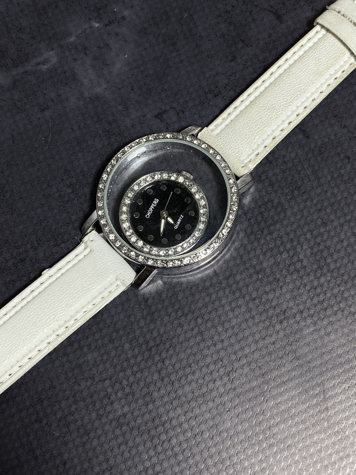 Jewelry × Vintage Choppers Floating Dial Crystal Watch White Elegance ⌚ Size ONE SIZE - 8 Thumbnail