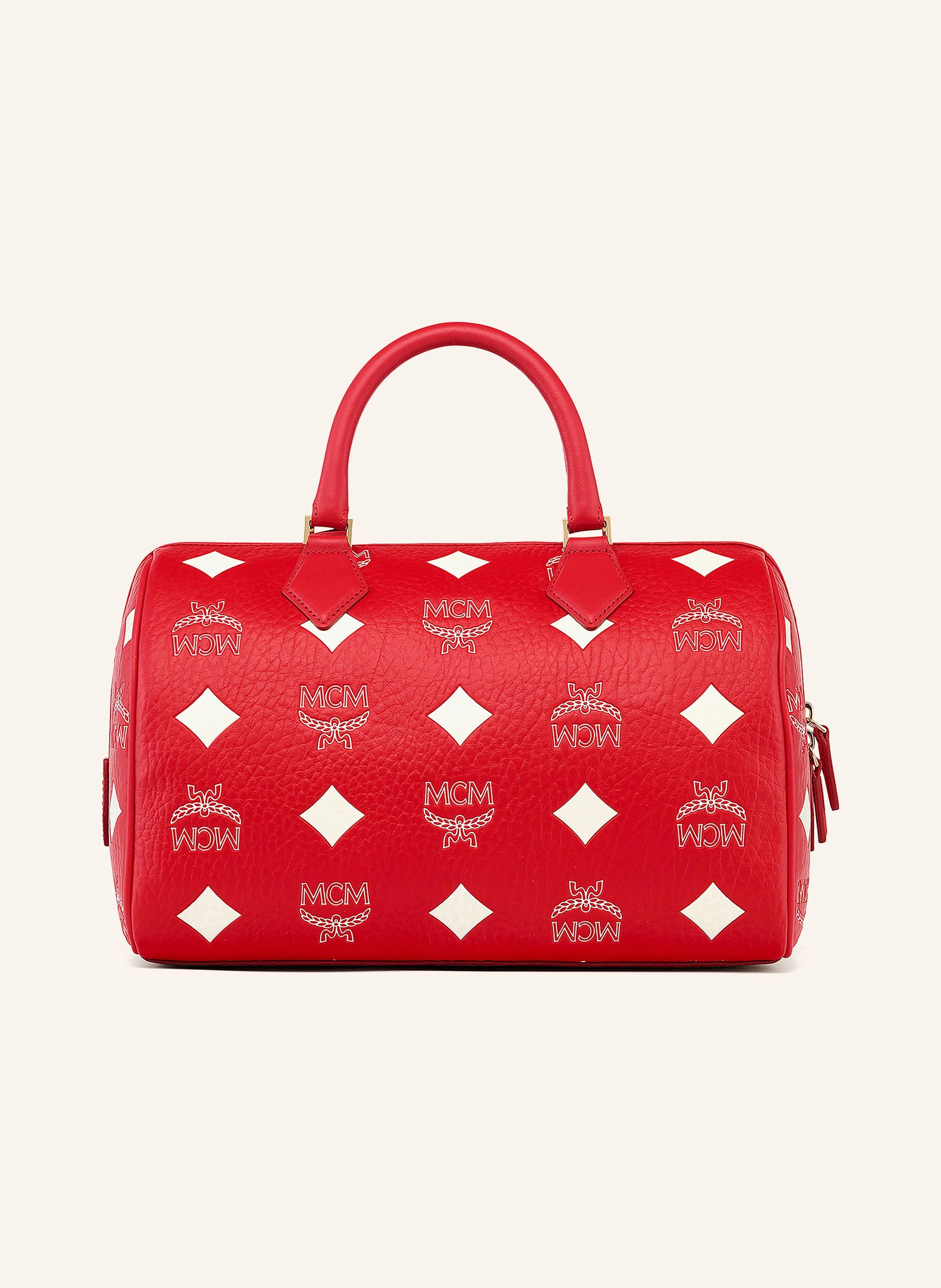 MCM o1mt1gz0225 Size: OS / Boston Medium Bag in Red/White Size ONE SIZE - 2 Thumbnail