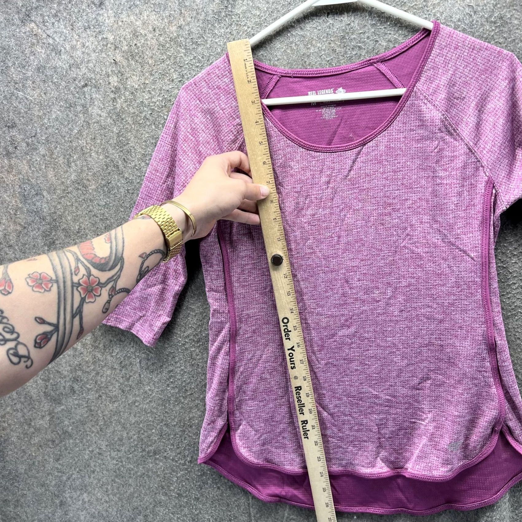 Vintage Reel Legends Shirt Womens M Pink Purple 3/4 Sleeve Performance Athletic Top Size M / US 6-8 / IT 42-44 - 4 Thumbnail