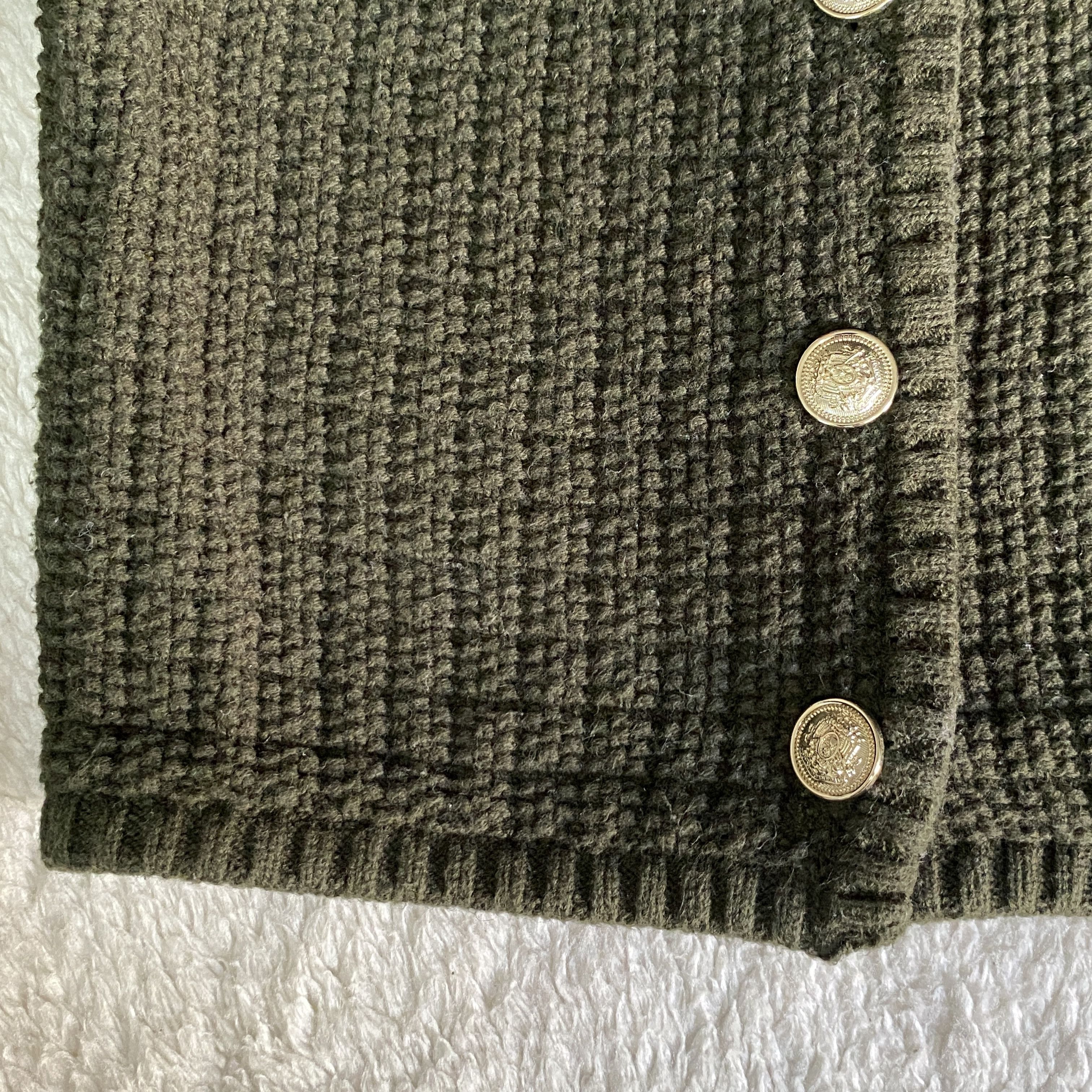 H&M H&M Olive Green Chunky Knit Cardigan Sweater Size XS / US 0-2 / IT 36-38 - 6 Thumbnail