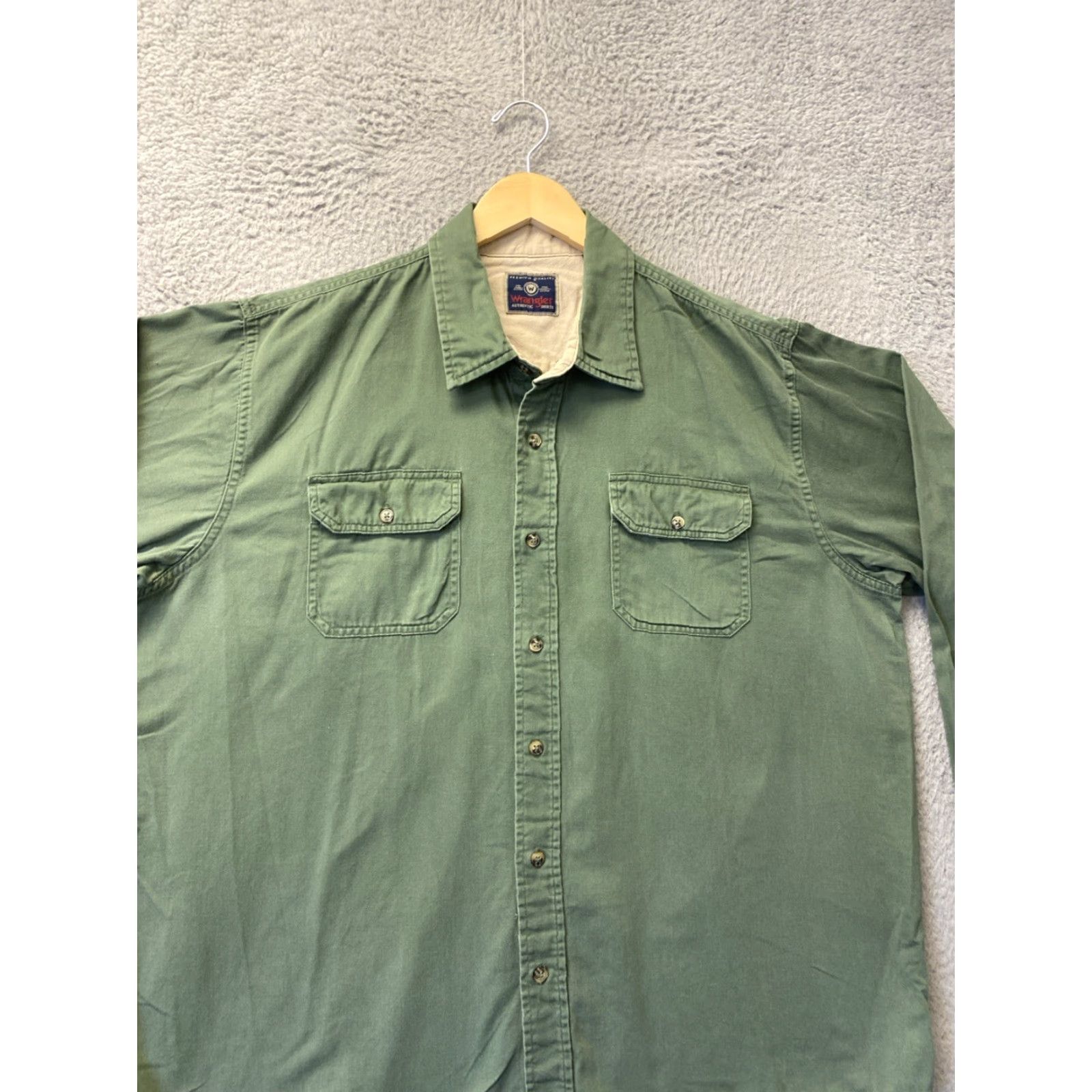 Wrangler Vintage Wrangler Cotton Shirt Men XL Green 90s Western Casual Workwear Size US XL / EU 56 / 4 - 2 Thumbnail