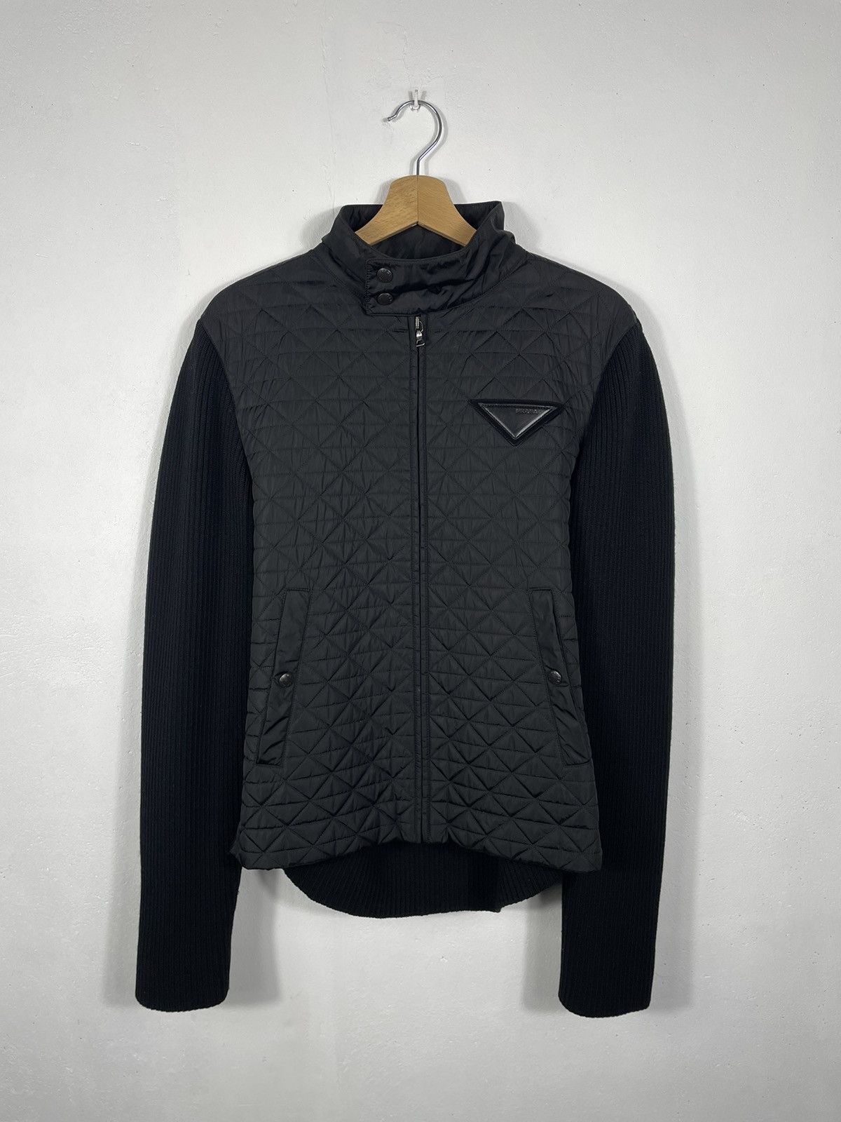 Designer × Prada Prada Wool Nylon Black Knit Light Tricot Jakcet Cardigan Size US M / EU 48-50 / 2 - 1 Thumbnail
