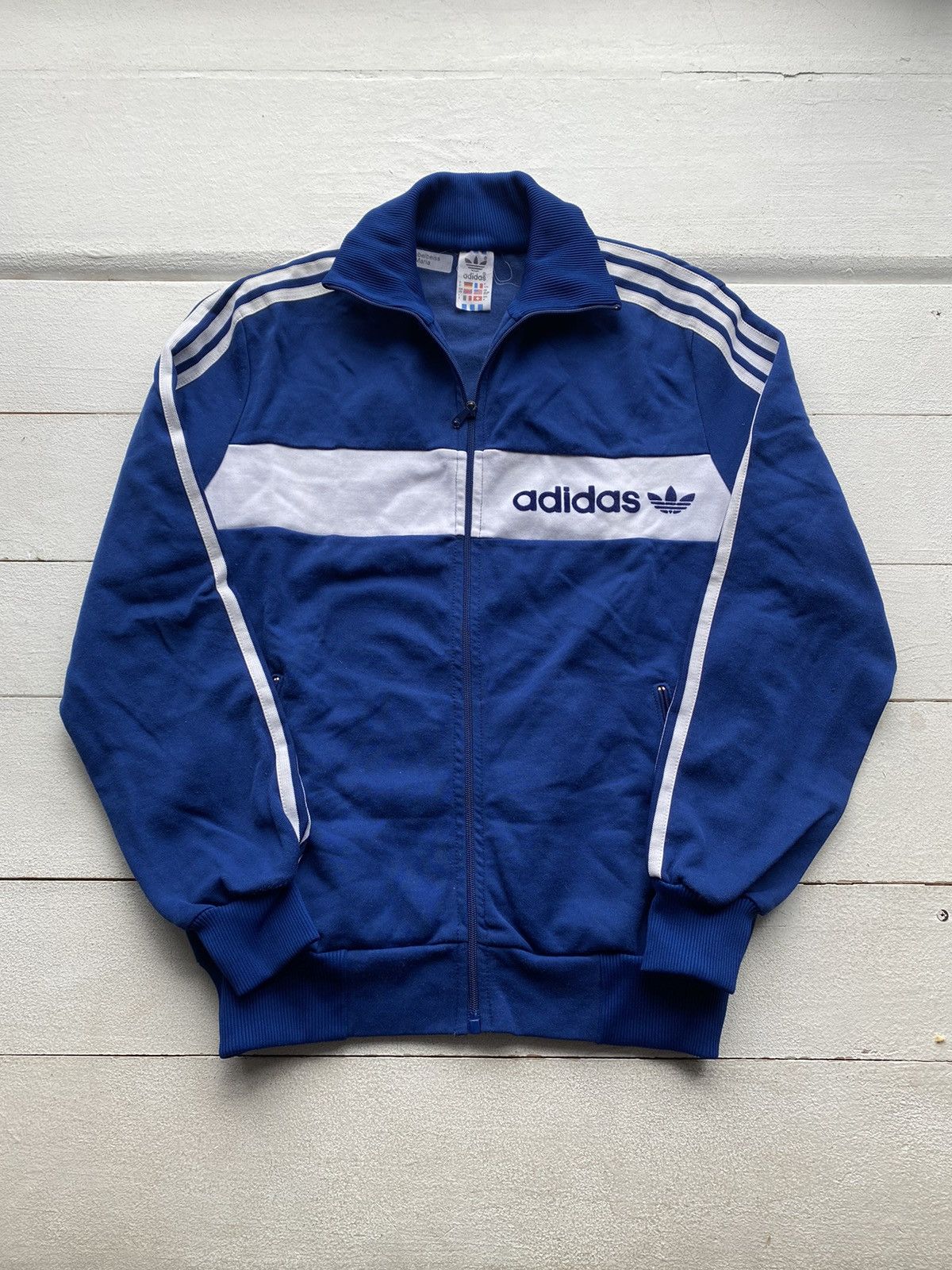Adidas × Vintage 80s Adidas Yugoslavia Blue Three Stripes Zip Up Sweatshirt Size US S / EU 44-46 / 1 - 1 Thumbnail