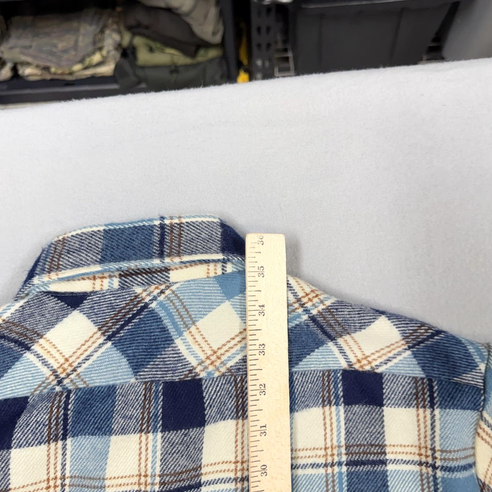 Sears VINTAGE Sears Shirt Mens LT Blue Plaid Flannel Button Long Sleeve Workwear Size US L / EU 52-54 / 3 - 5 Thumbnail