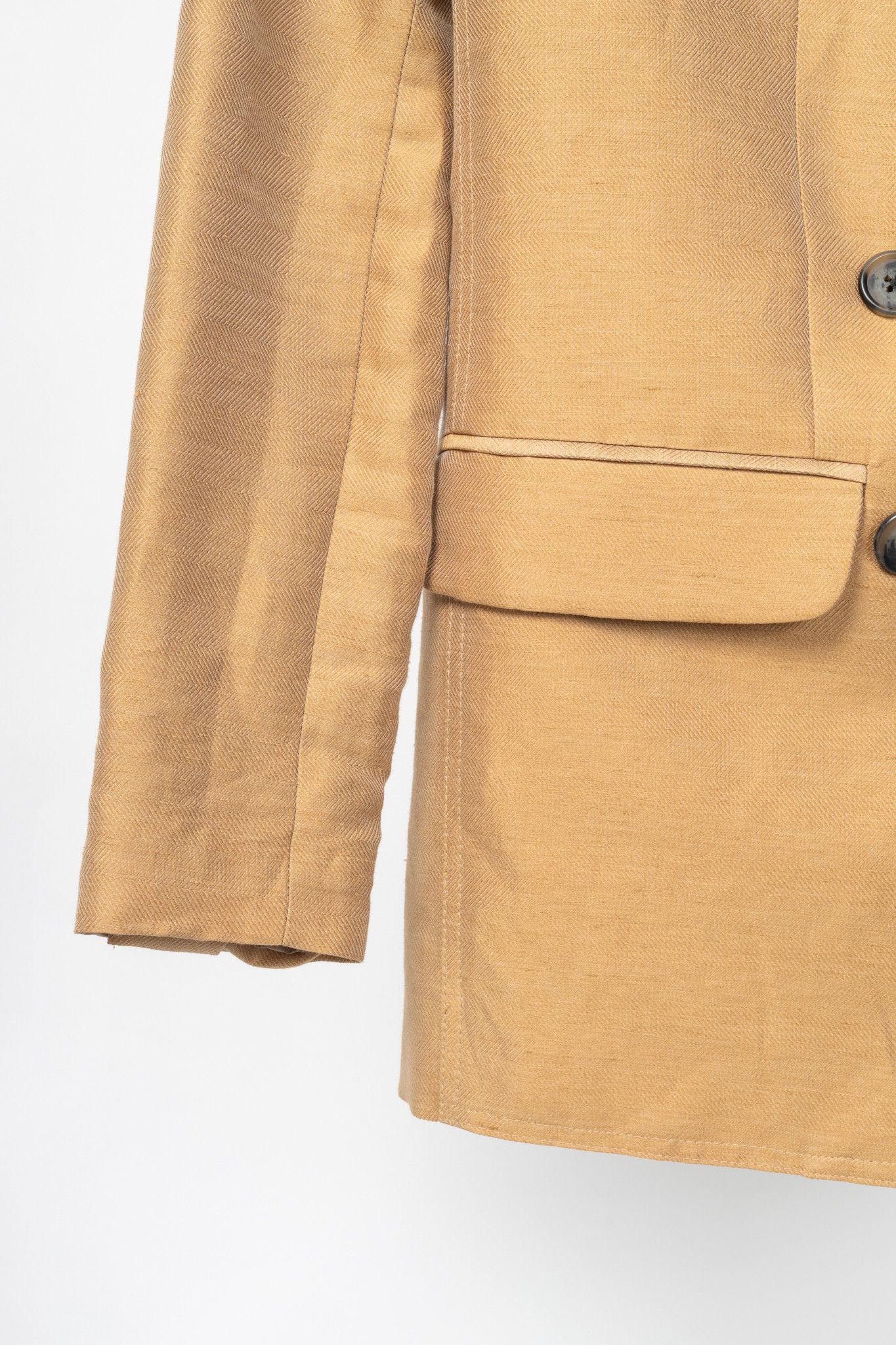 SMYTHE Smythe Tan Herringbone Oversized Double-Breasted Blazer Size XS / US 0-2 / IT 36-38 - 6 Thumbnail