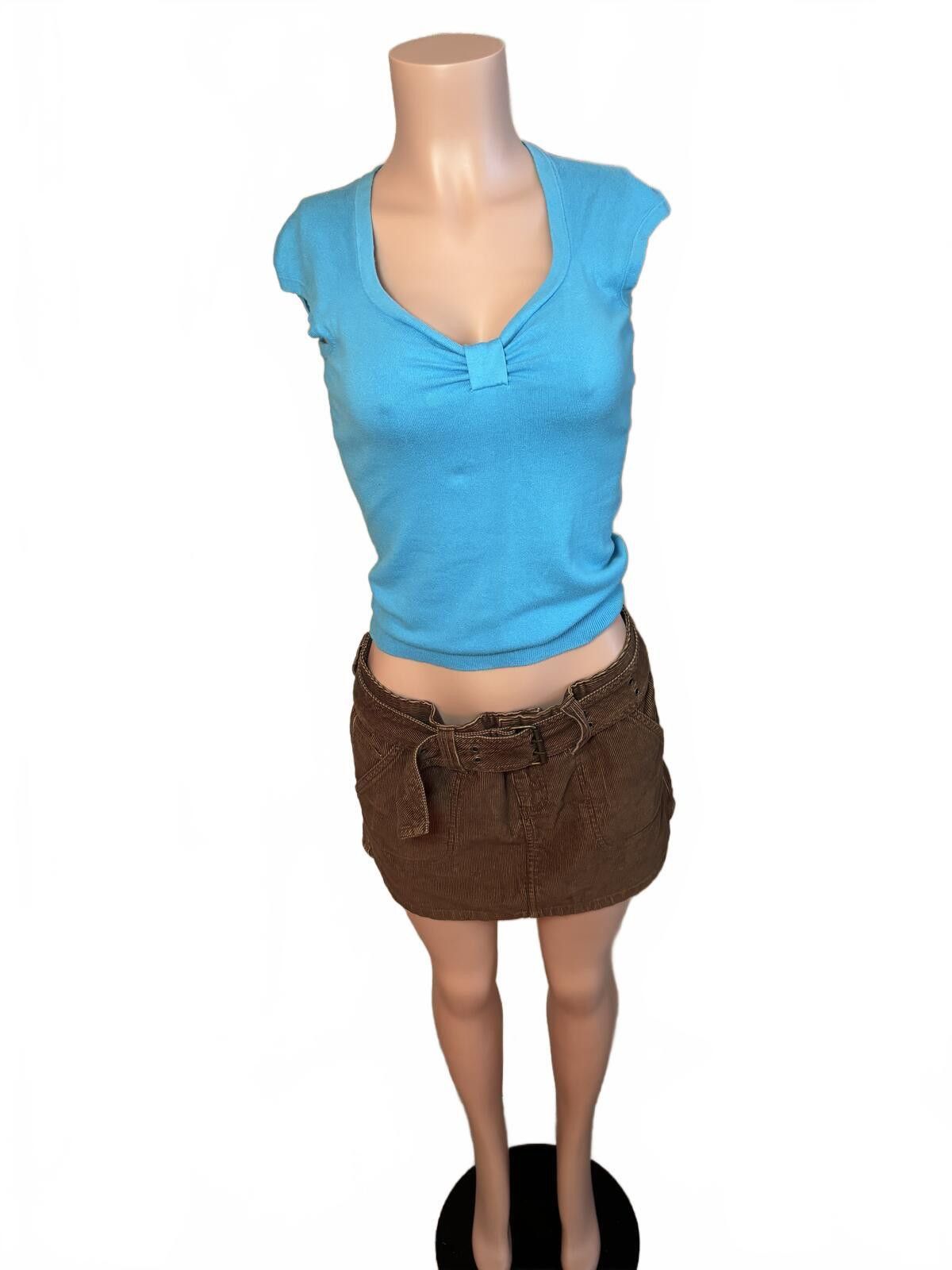 Banana Republic Banana Republic XS Blue Knit Scoop Neck Top Y2K Size 26" / US 2 / IT 38 - 2 Thumbnail