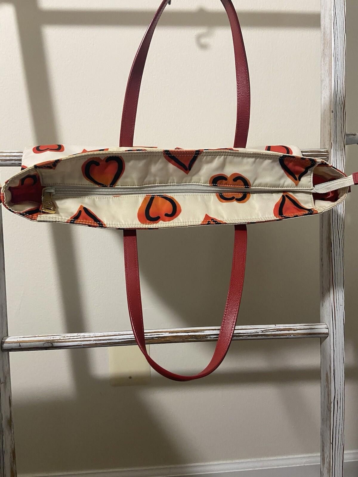 Prada Prada Nylon Saffiano White Red Heart Motif Hand Tote Bag Size ONE SIZE - 6 Thumbnail