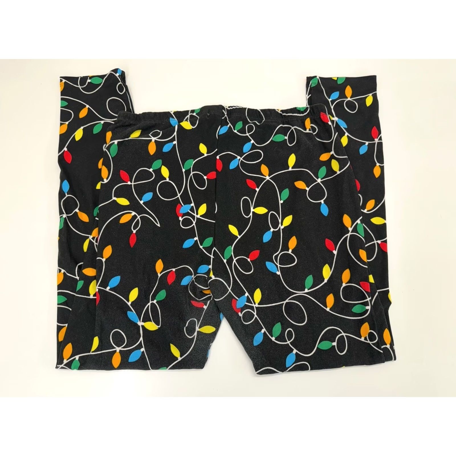 Vintage No Comment Ankle Womens XL Black Leggings Size Christmas Light String PullOn Size 40" / US 18 - 6 Thumbnail