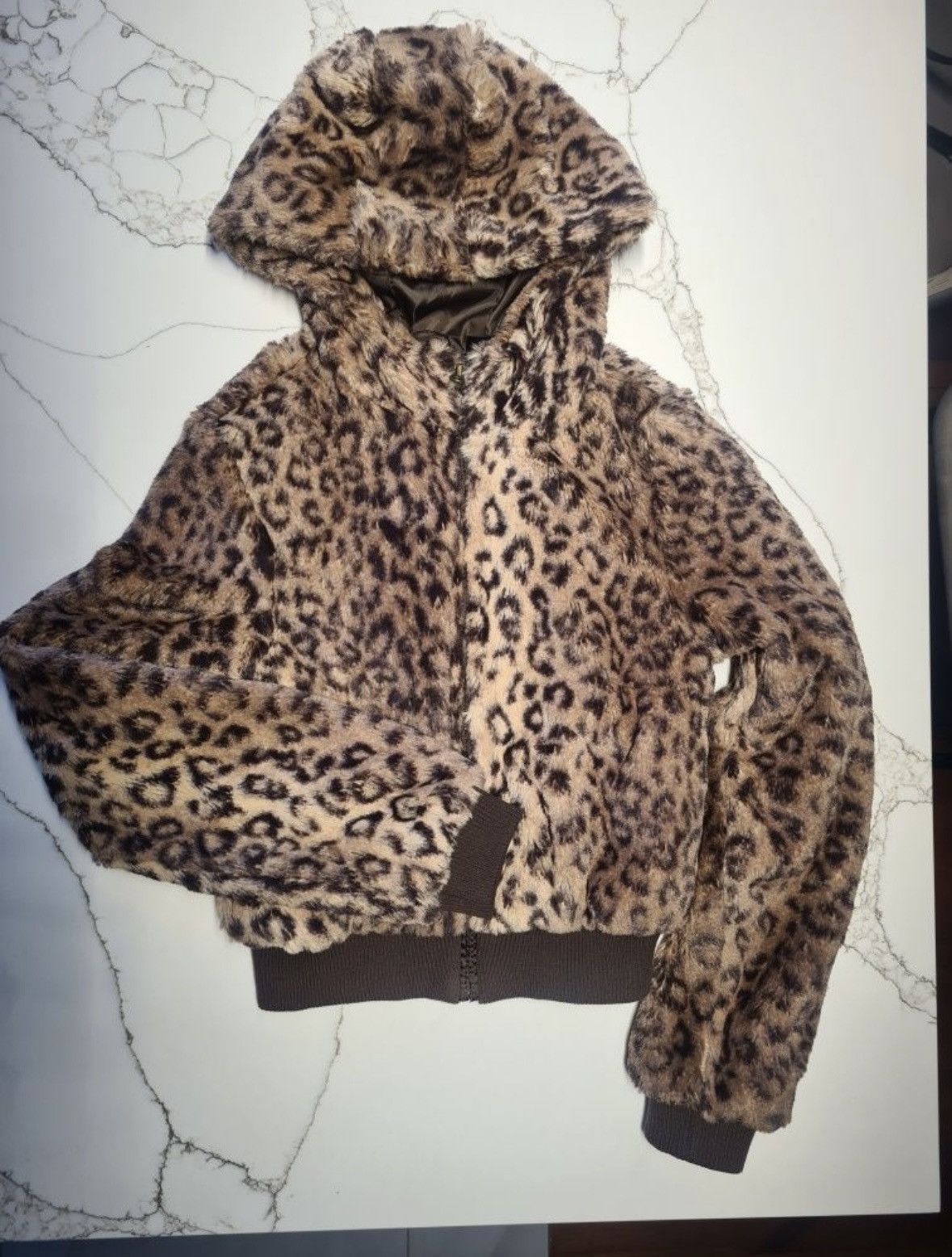 Pre-owned Hysteric Glamour X Le Grande Bleu L G B Vintage Japanese Leopard Fur Imitation Bomber Jacket (size Xs)
