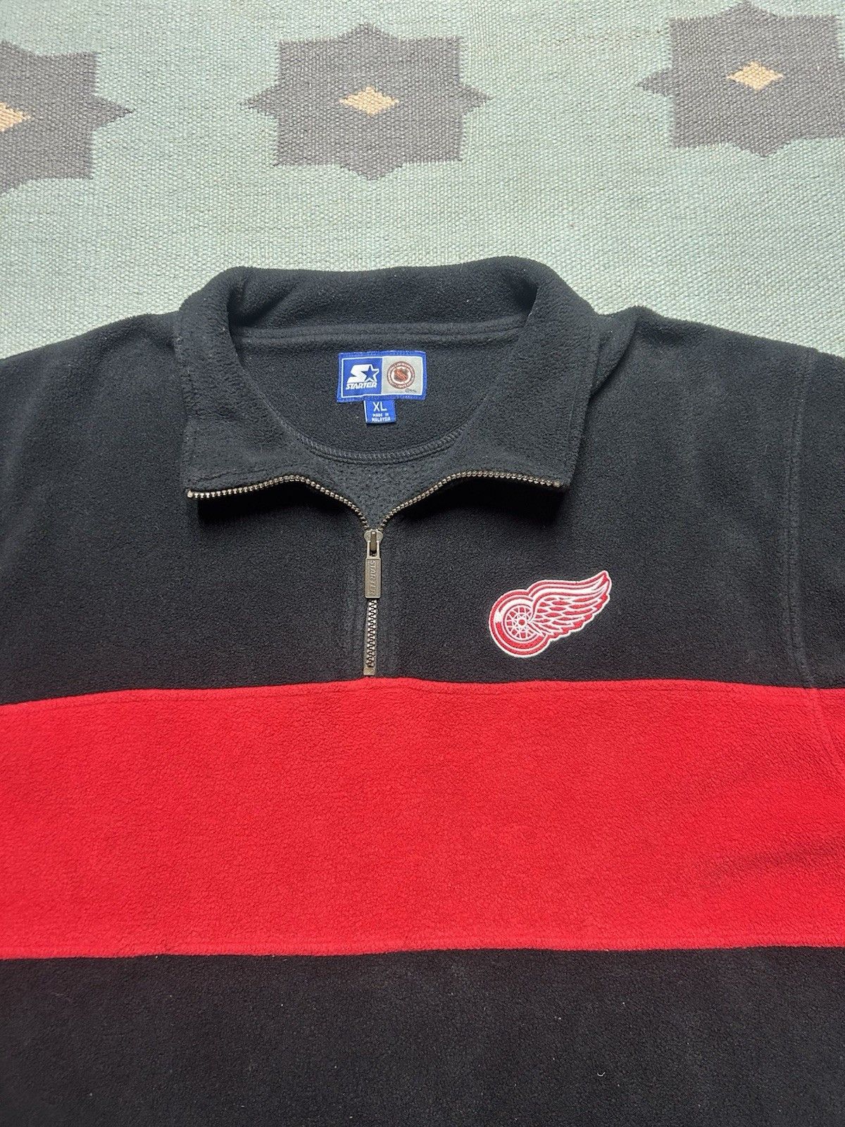 Vintage Vtg starter fleece jacket Detroit red wings 1/4 zip NHL XL Size US XL / EU 56 / 4 - 2 Thumbnail