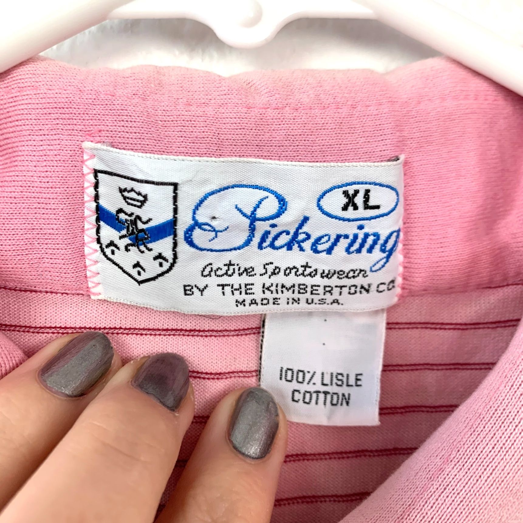 Vintage VINTAGE Pickering Polo Shirt XL Pink Striped 80s Cotton Short Sleeve Button-Down Mens Likely 46 in Chest Size US XL / EU 56 / 4 - 3 Thumbnail