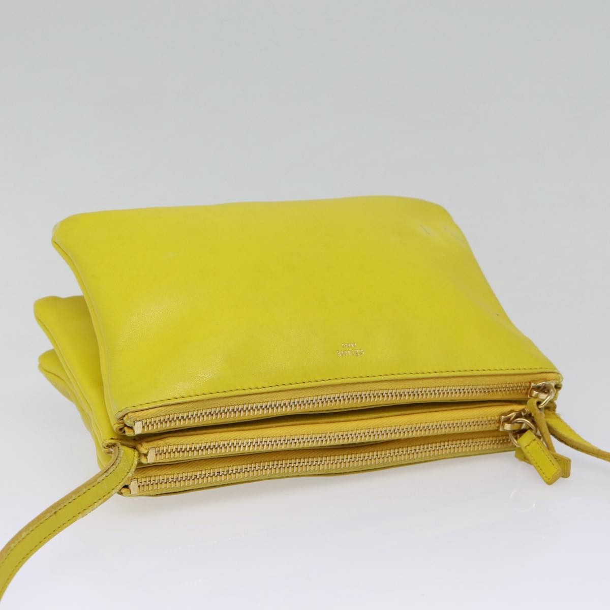 Celine CELINE Trio Large Shoulder Bag Leather Yellow Gold Size ONE SIZE - 6 Thumbnail