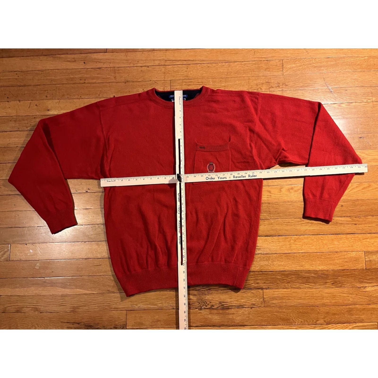 Tommy Hilfiger VINTAGE Tommy Hilfiger Sweater Men’s Large Red Pocket Knit Crew Neck Pullover Embroidered Logo 90s Classic Designer Preppy Retro Men Size US L / EU 52-54 / 3 - 7 Thumbnail