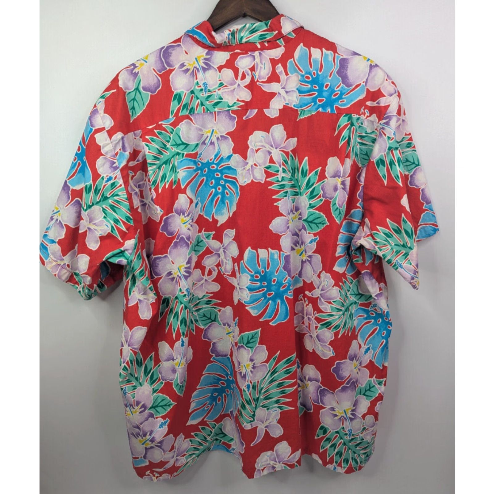 Vintage VTG Barefoot in Paradise Button-Up Shirt Floral Tropical Red 2XL Mens Cotton Short Sleeve Collared 2XL Vintage No Size US XXL / EU 58 / 5 - 2 Thumbnail