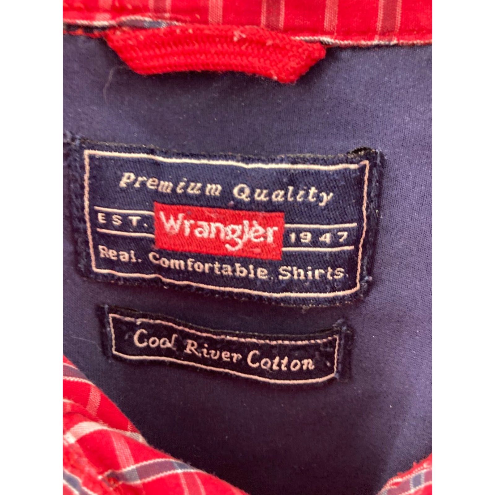 Wrangler Wrangler Shirt Mens Medium Red Plaid Cotton Short Sleeve Button-Up Pocket Classic Outdoor 60s 70s Mens Size US M / EU 48-50 / 2 - 2 Thumbnail