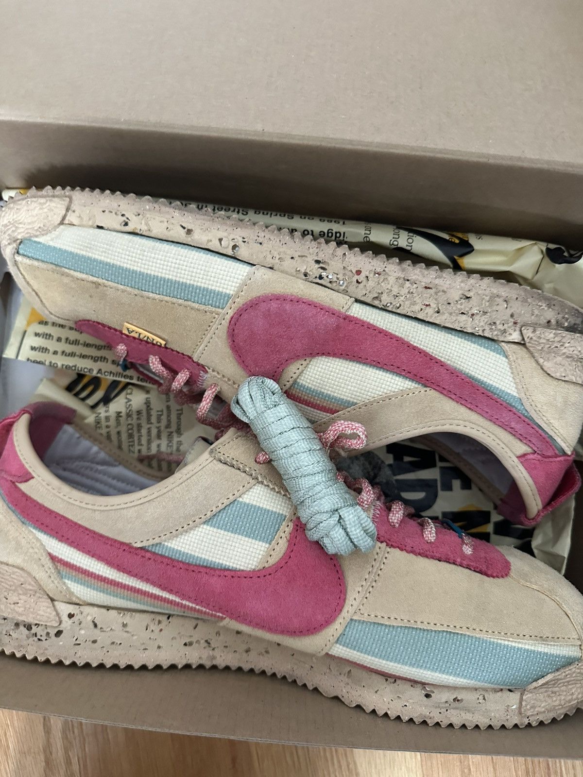 Nike Union LA x Nike Cortez Sesame Pink Size 12 With Extra Laces Size US 12 / EU 45 - 3 Thumbnail