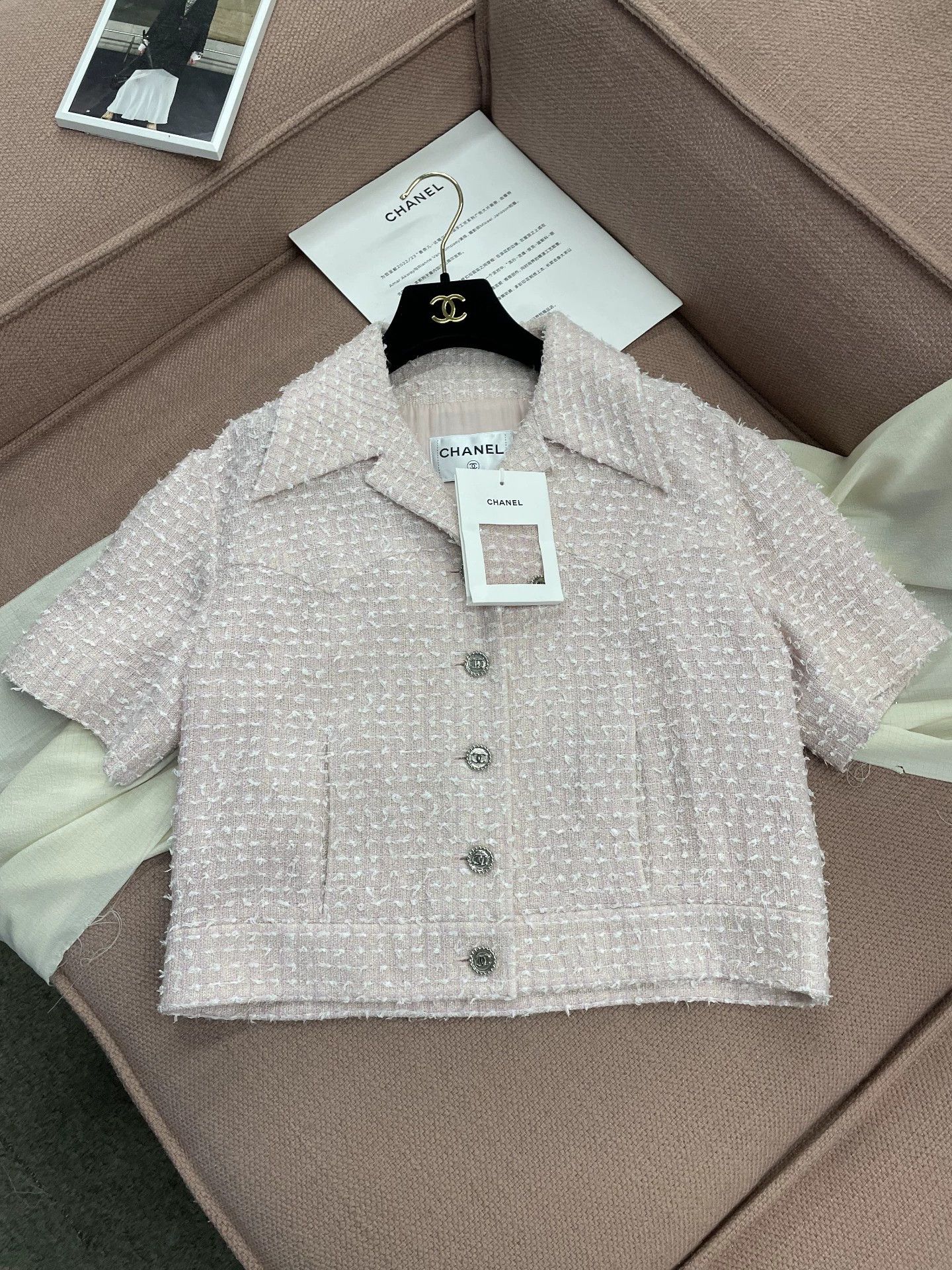 Chanel Chanel Pink Collared Short Sleeve Jacket - dmc Size US XL / EU 56 / 4 - 1 Thumbnail