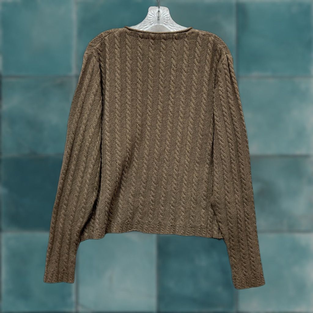 Vintage VINTAGE 80s 90s Sweater Long Elegant Legs Cable Knit V-Neck Fisherman Tan Beige Womens XL Casual Mens? (Note: remove confusion) Size XL / US 12-14 / IT 48-50 - 1 Thumbnail