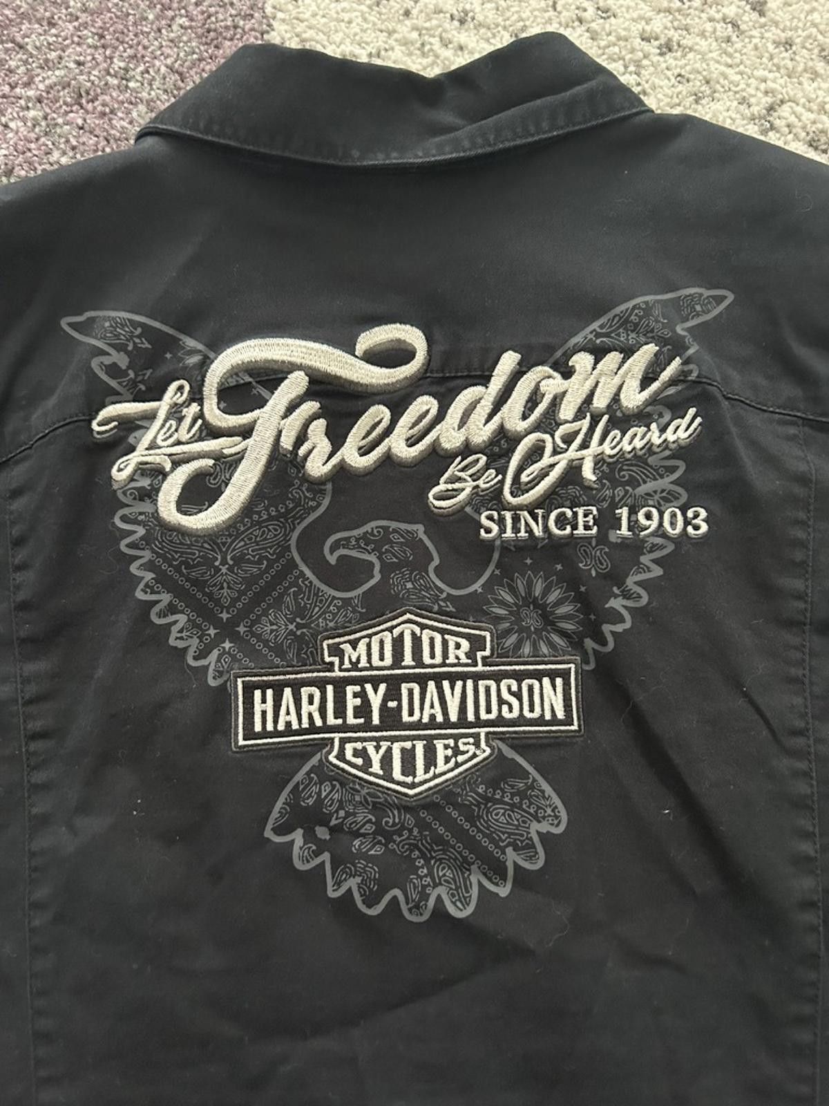 Harley Davidson Harley-Davidson Women's "Freedom Be Heard" Zip Short Sleeve Size M / US 6-8 / IT 42-44 - 4 Thumbnail