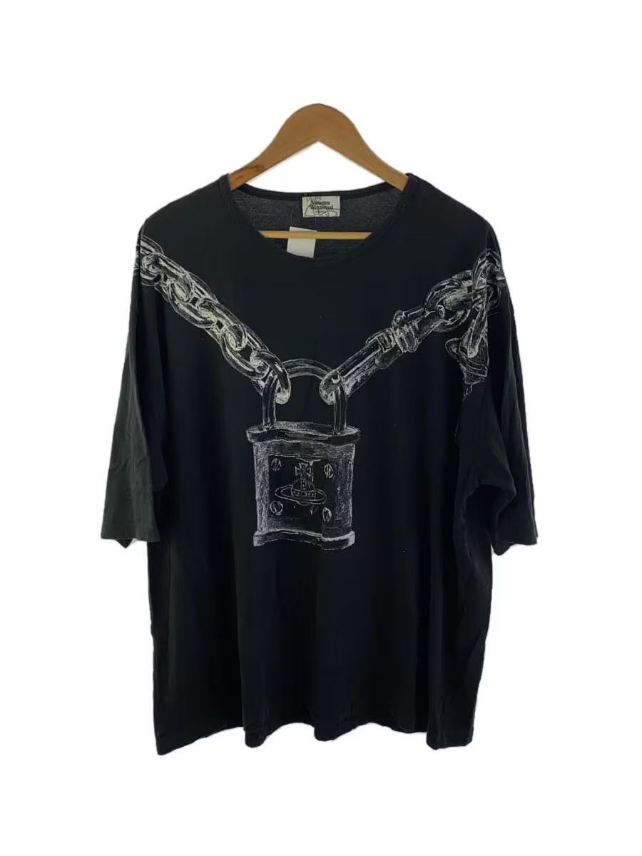 image of Vivienne Westwood Oversized Lock Chain Orb Tee in Black, Men's (Size XL)