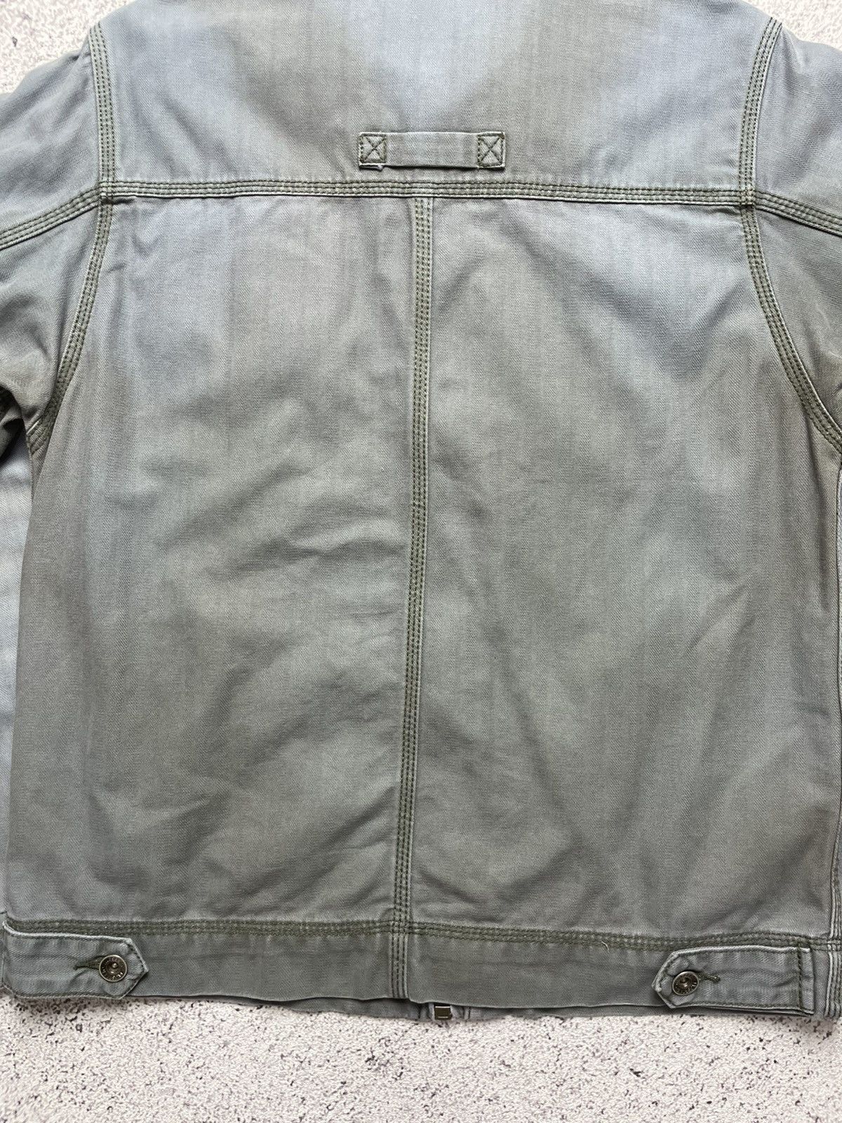 Japanese Brand HBT Thrashed Sun Faded Work Jacket Boxy Fit Round Collar Size US S / EU 44-46 / 1 - 5 Thumbnail