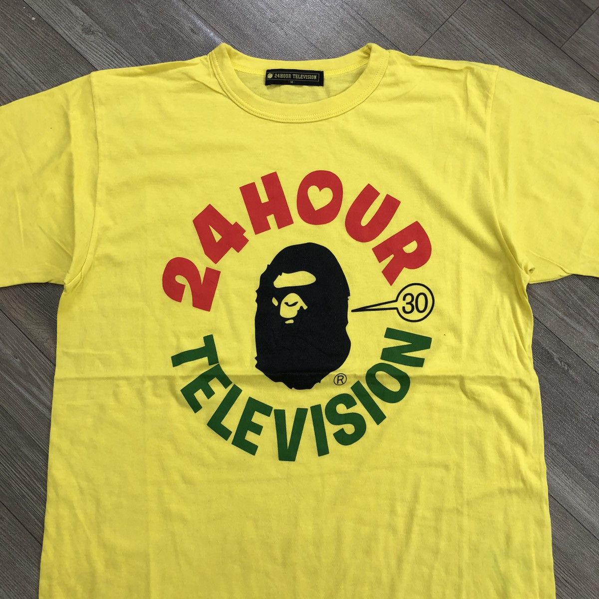 Bape × Vintage Vintage Bape x 24 Hour Television Iconic Logo Yellow Tee Size US M / EU 48-50 / 2 - 2 Thumbnail