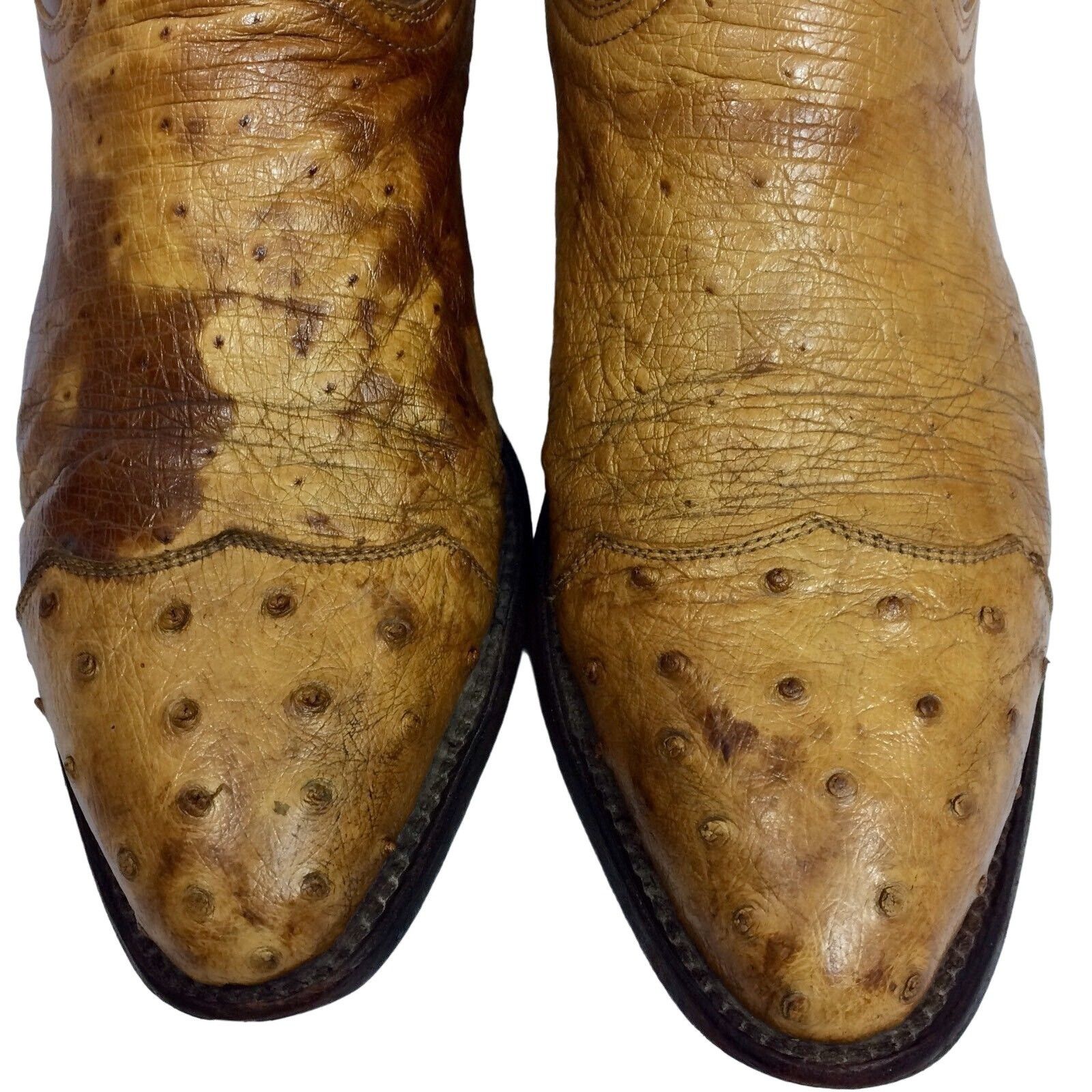 Other Vtg Cognac ROCKABILLY Cowboy OSTRICH Quill Skin Boots Size US 9.5 / EU 42-43 - 6 Thumbnail