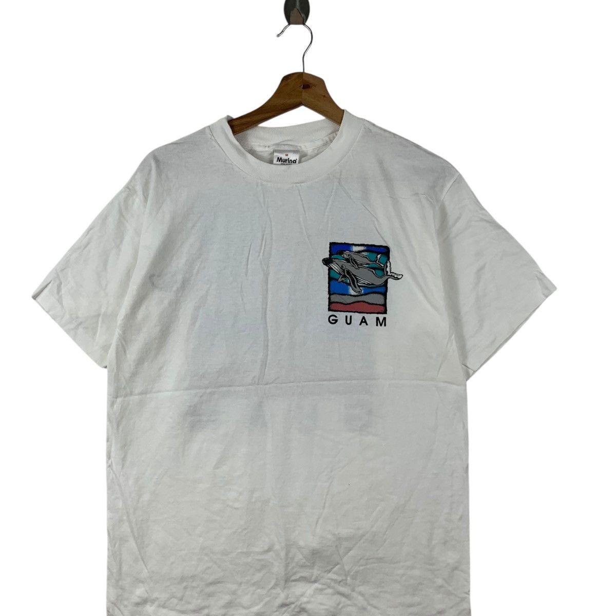 Vintage Vintage 90’ GUAM HAWAII WHALE Illustration Painting Tee Size US M / EU 48-50 / 2 - 3 Thumbnail