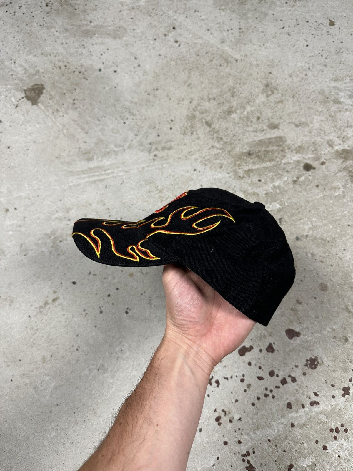 Japanese Brand Vintage Y2K Japanese Flame Red Black Racing Hat Cap Hot Fire Size ONE SIZE - 3 Thumbnail