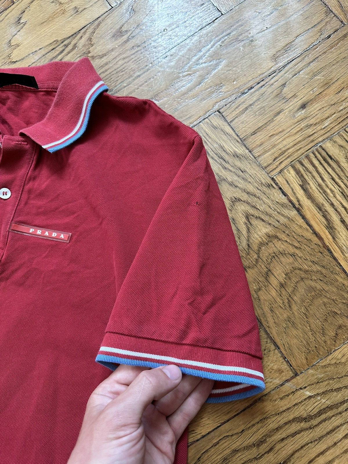 Prada PRADA MILANO RED TAB POLO T-SHIRT TEE Size US L / EU 52-54 / 3 - 10 Thumbnail