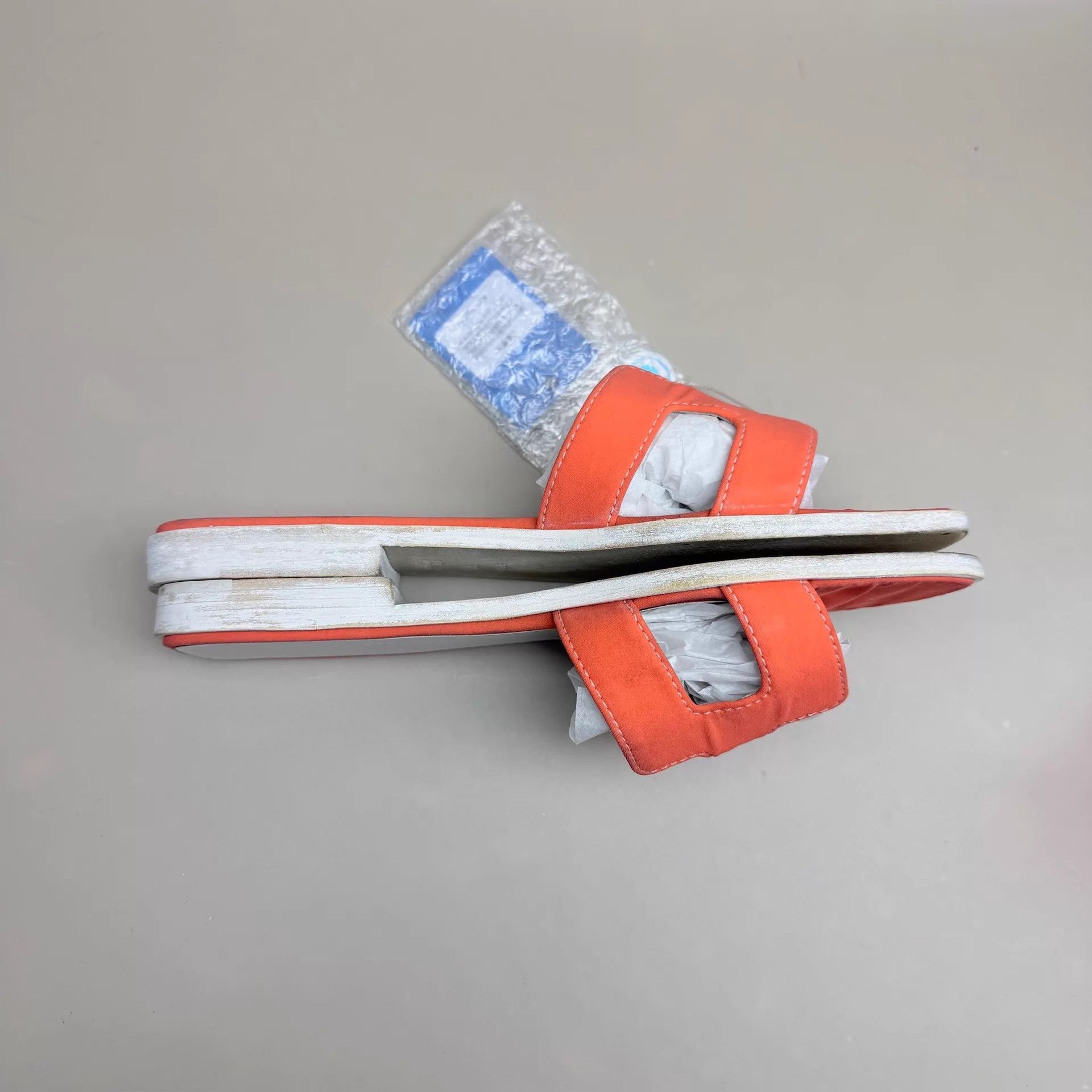 Hermes Hermes White & Orange H Slipper 99 New 37.5 Size US 7 / IT 37 - 4 Thumbnail