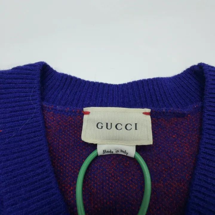 Gucci Gucci Gucci Kids Blue GG Embroidered V-Neck Sweater -2506 Size US S / EU 44-46 / 1 - 2 Thumbnail