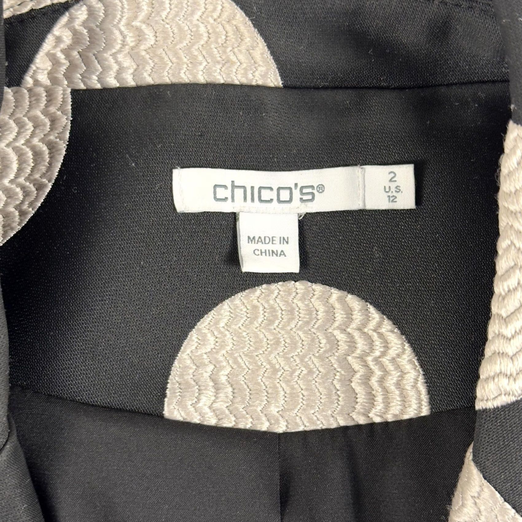 Vintage Chicos Coat Womens 12 Gray Polka Dot Mid Length Lined Overcoat Classic Career Size XL / US 12-14 / IT 48-50 - 2 Thumbnail