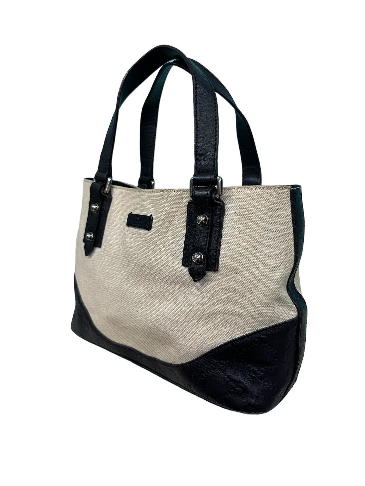 Gucci AUTHENTIC GUCCI CANVAS LEATHER HANDBAG Size ONE SIZE - 3 Thumbnail
