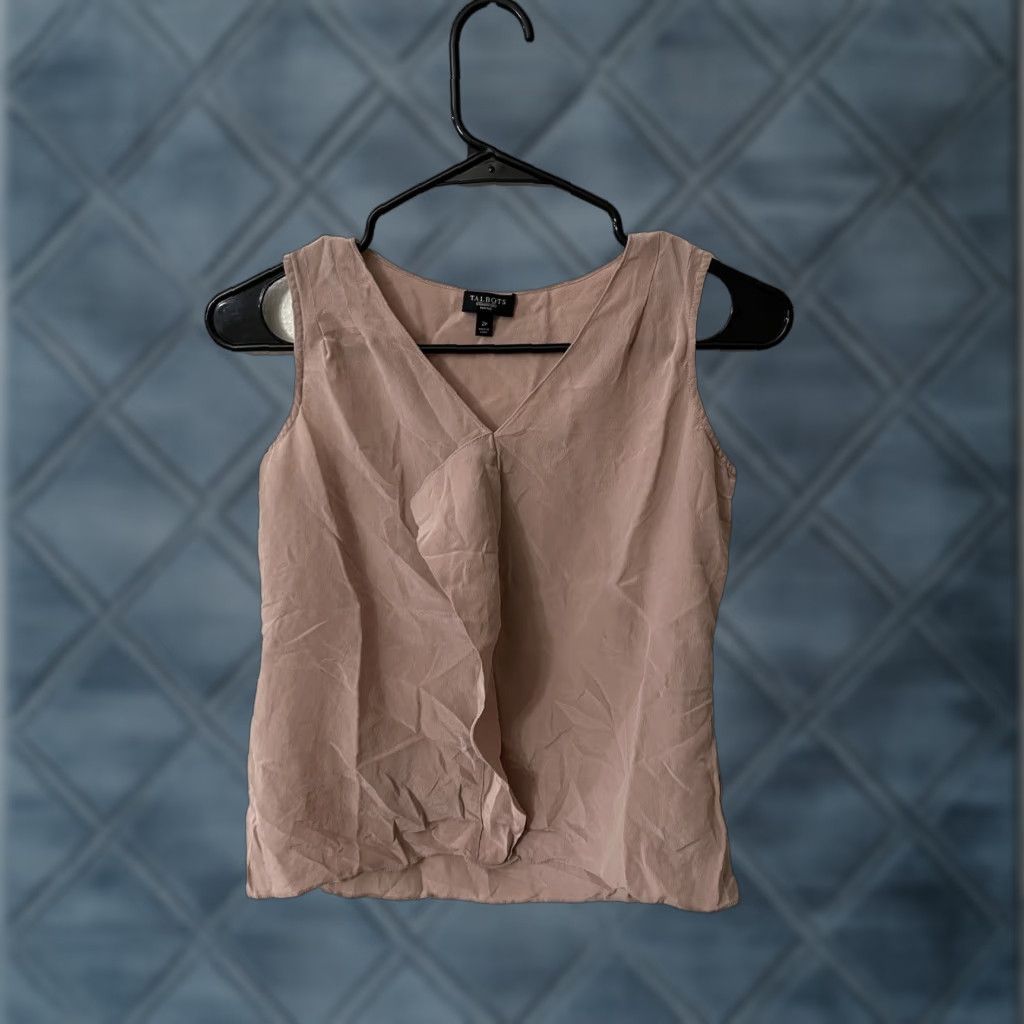 Talbots VINTAGE Talbots Silk Blouse Women 2P Sleeveless Pink Sheer V-Neck All Seasons Designer Size XS / US 0-2 / IT 36-38 - 1 Thumbnail