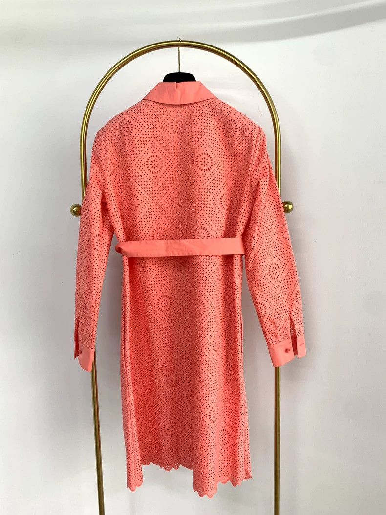 Loro Piana LORO PIANA Orange pink lace-trimmed dress with laces Size M / US 6-8 / IT 42-44 - 3 Thumbnail