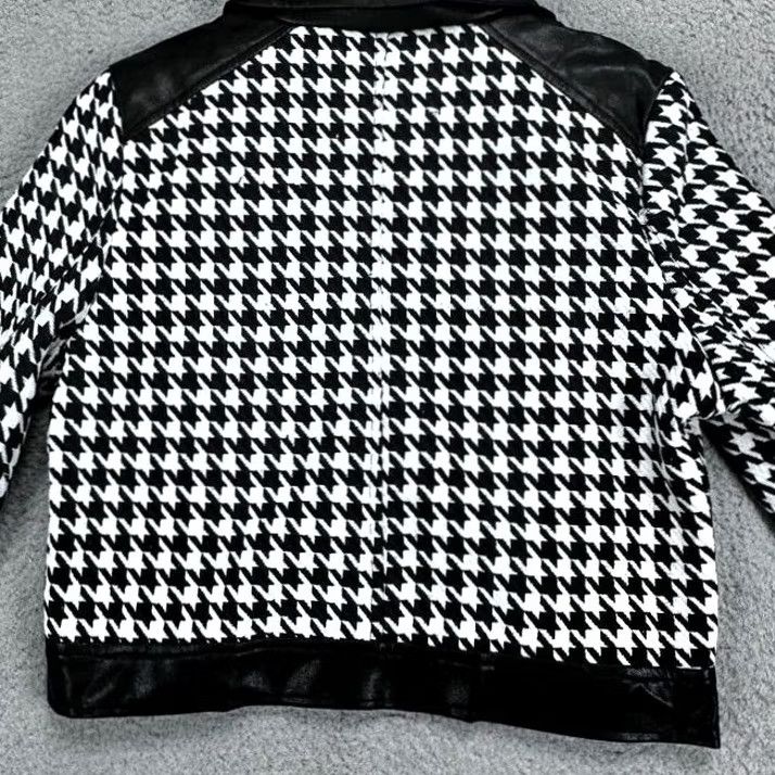 Vintage Venti6 Jacket Womens M Black Houndstooth Full Zip Coat Ladies NEW Size M / US 6-8 / IT 42-44 - 3 Thumbnail
