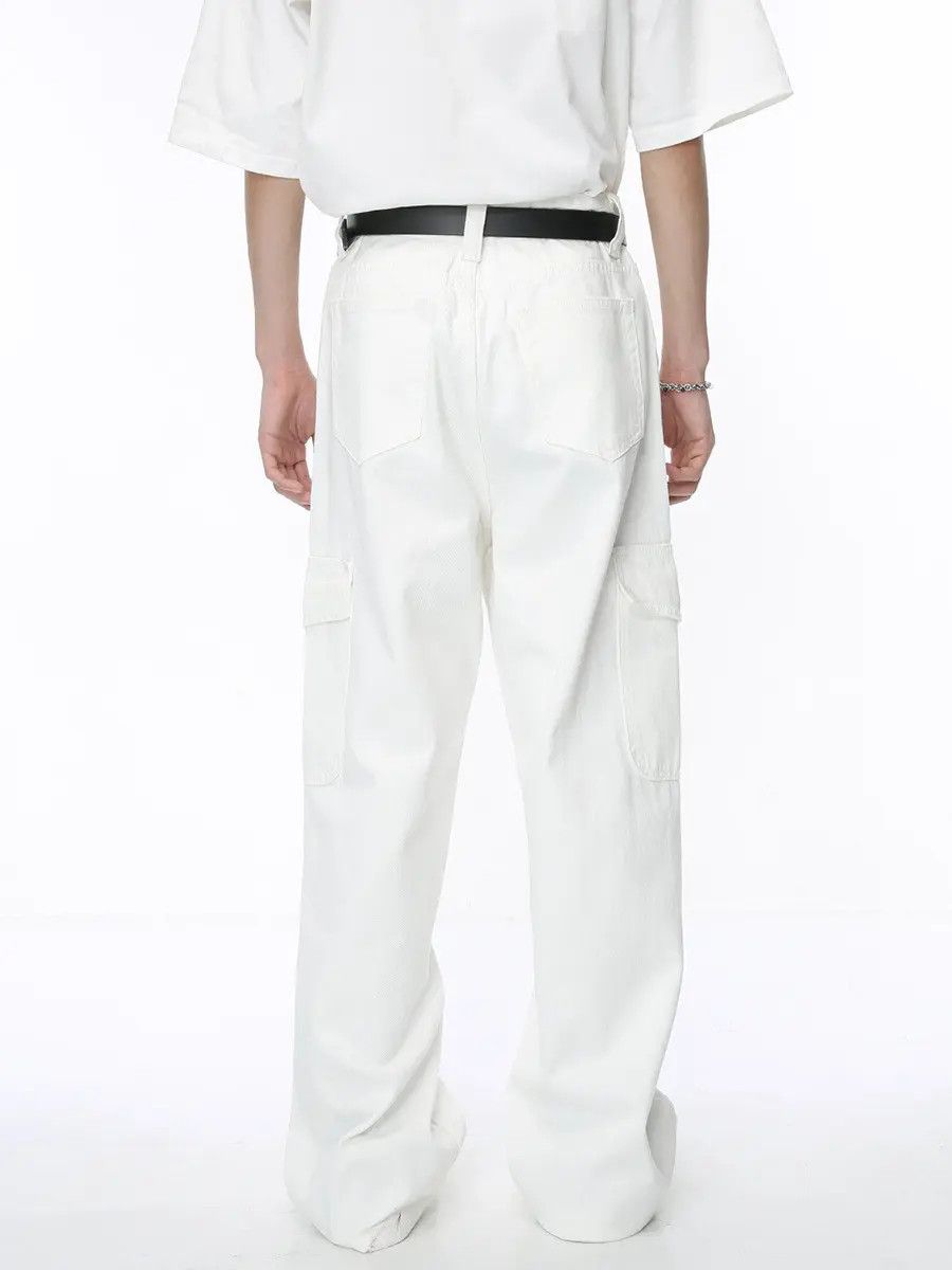Japanese Brand Retro loose white straight leg jeans Size US 32 / EU 48 - 2 Thumbnail