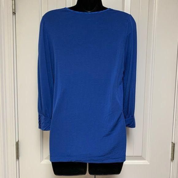 Other Dialogue Blue Satin Collar Long Sleeve Shirt Size S / US 4 / IT 40 - 2 Thumbnail