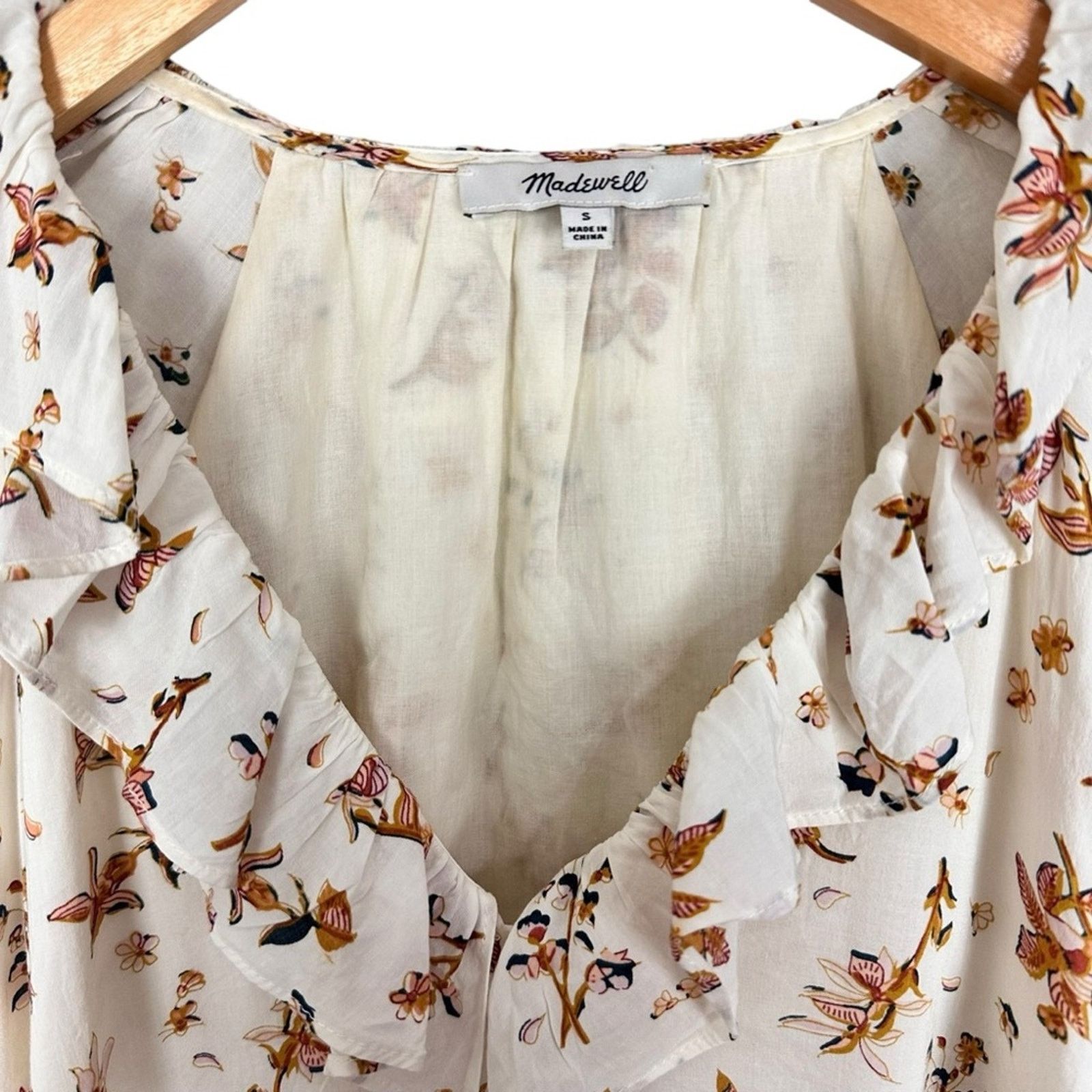 Madewell Madewell Ruffle Button Front Trapeze Dress Floral Reef Small Size S / US 4 / IT 40 - 8 Thumbnail