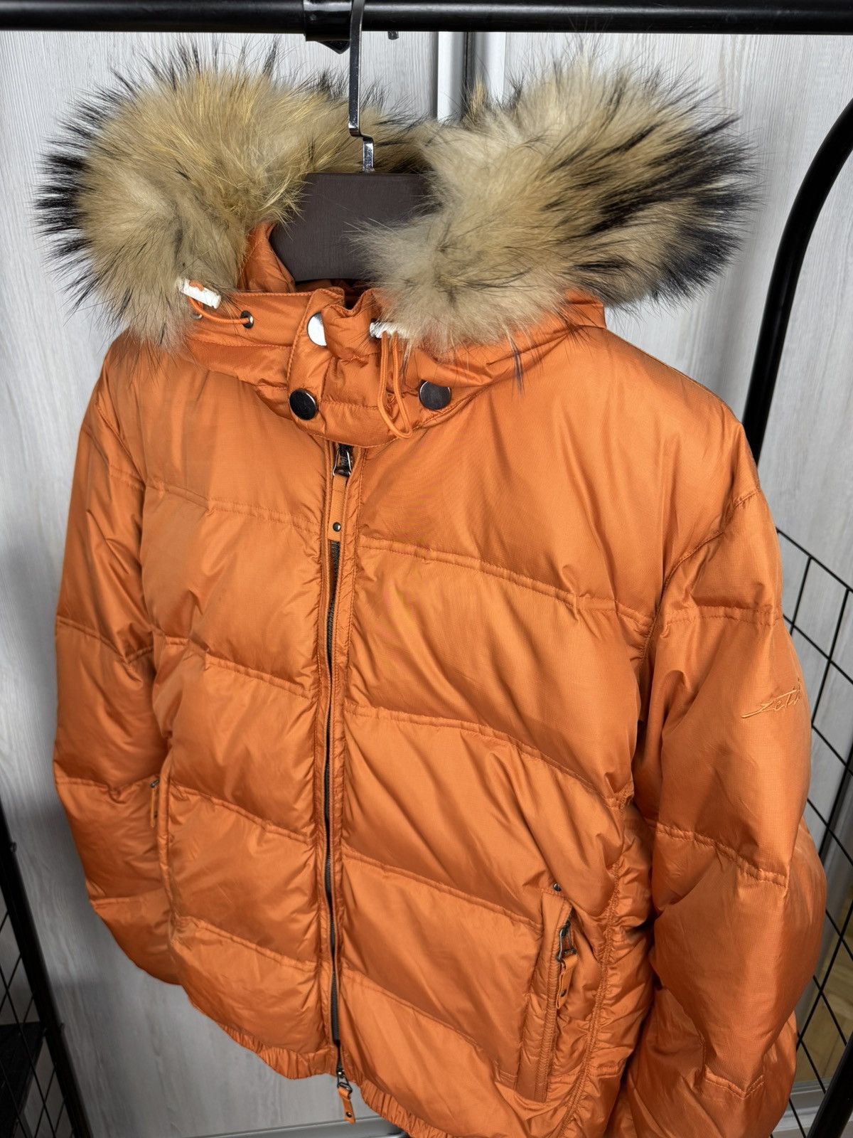 Japanese Brand Jet Set Orange quilted down puffer fur ski jacket Size US L / EU 52-54 / 3 - 6 Thumbnail