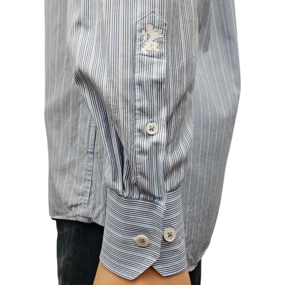 BUGATCHI Bugatchi Uomo Dress Shirt Striped Contrast Cuff 15.5 34/35 Size US S / EU 44-46 / 1 - 6 Thumbnail