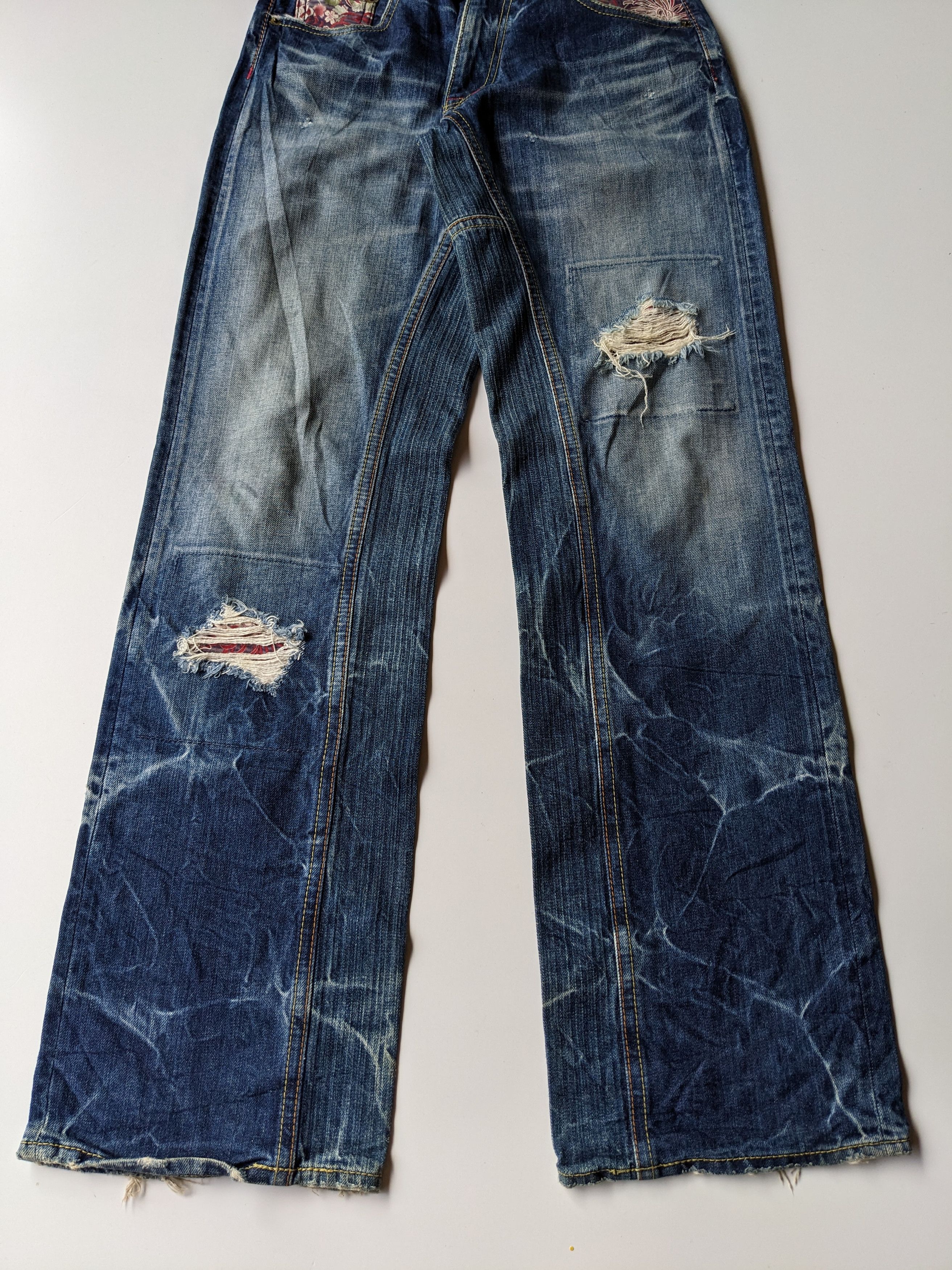 Eternal Eternal Karakuri thunder patchwork faded jeans Size US 30 / EU 46 - 5 Thumbnail