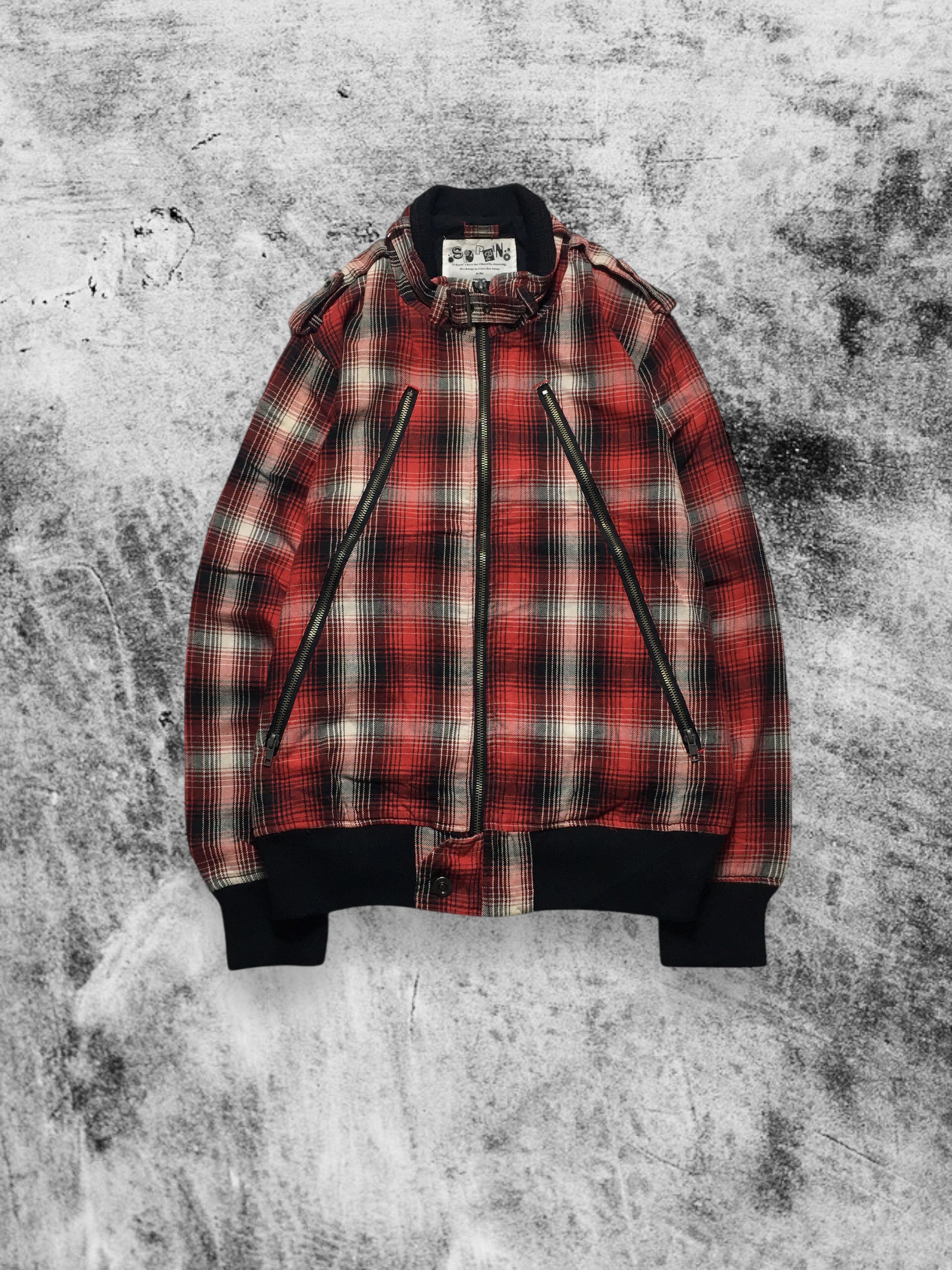 Japanese Brand Japanese Punk Red Tartan Long Zip Jacket Size US M / EU 48-50 / 2 - 6 Thumbnail