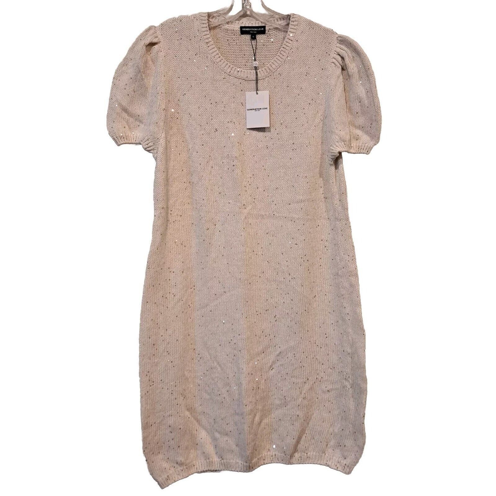 Generation Love GENERATION LOVE Viola Sequin Beige Sweater Dress Women's XL Size XL / US 12-14 / IT 48-50 - 2 Thumbnail