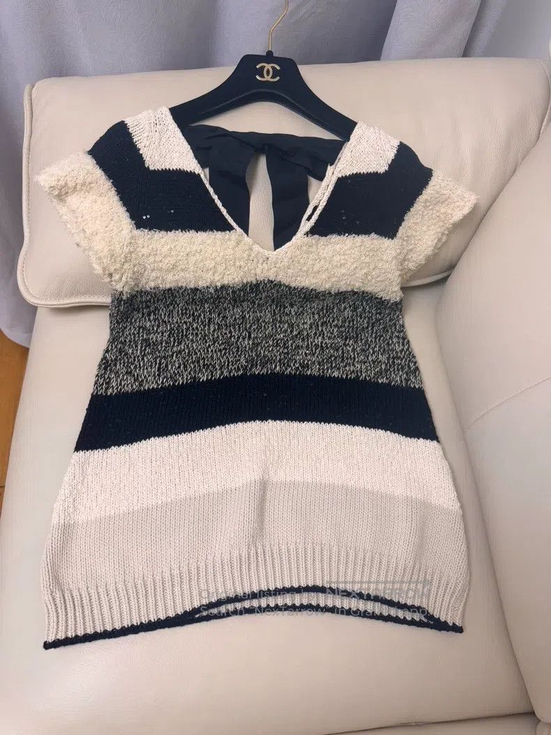 Brunello Cucinelli Brunello Cucinelli Black and White Striped Knit Vest Size M / US 6-8 / IT 42-44 - 3 Thumbnail
